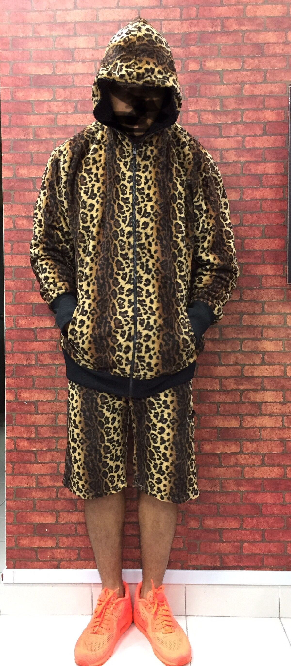 image of Malcolm x X Seditionaries One Set Leapord Hoodie Jacket And Short Pant Full Print (Size Large)