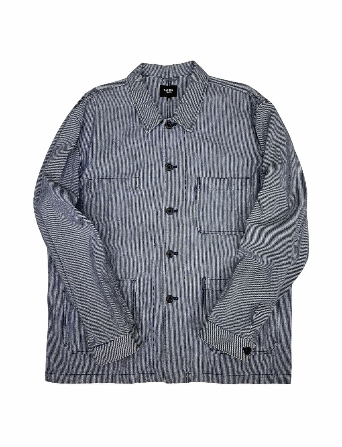 image of Yohji Yamamoto Hickory Stripe Chore Jacket, Men's (Size XL)