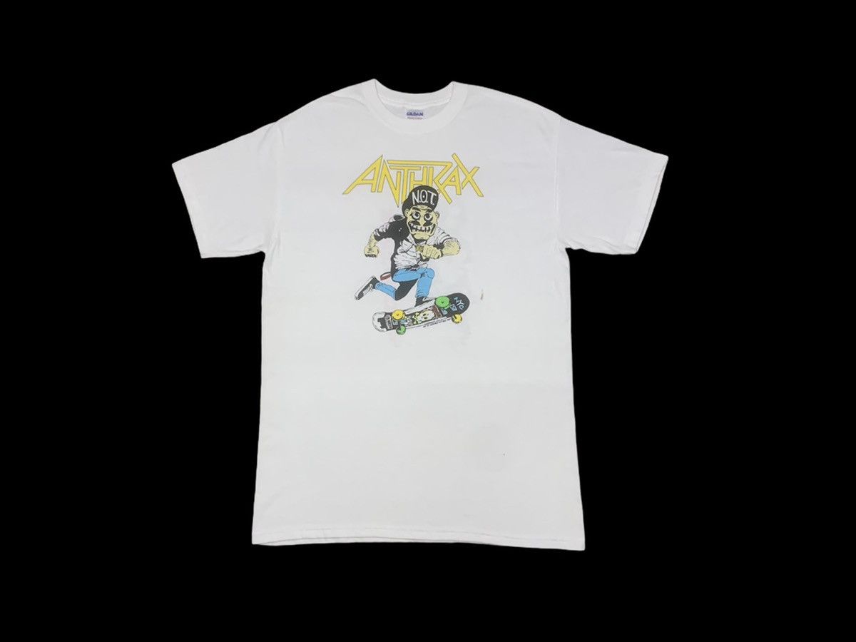 image of Band Tees x Iron Maiden Vintage Anthrax Mosh It Up Reprint 1987 Rock Band Tee in White (Size Medium
