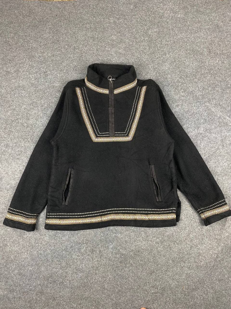 image of Avant Garde Caribish Half Zipper Sweater in Black, Men's (Size Large)