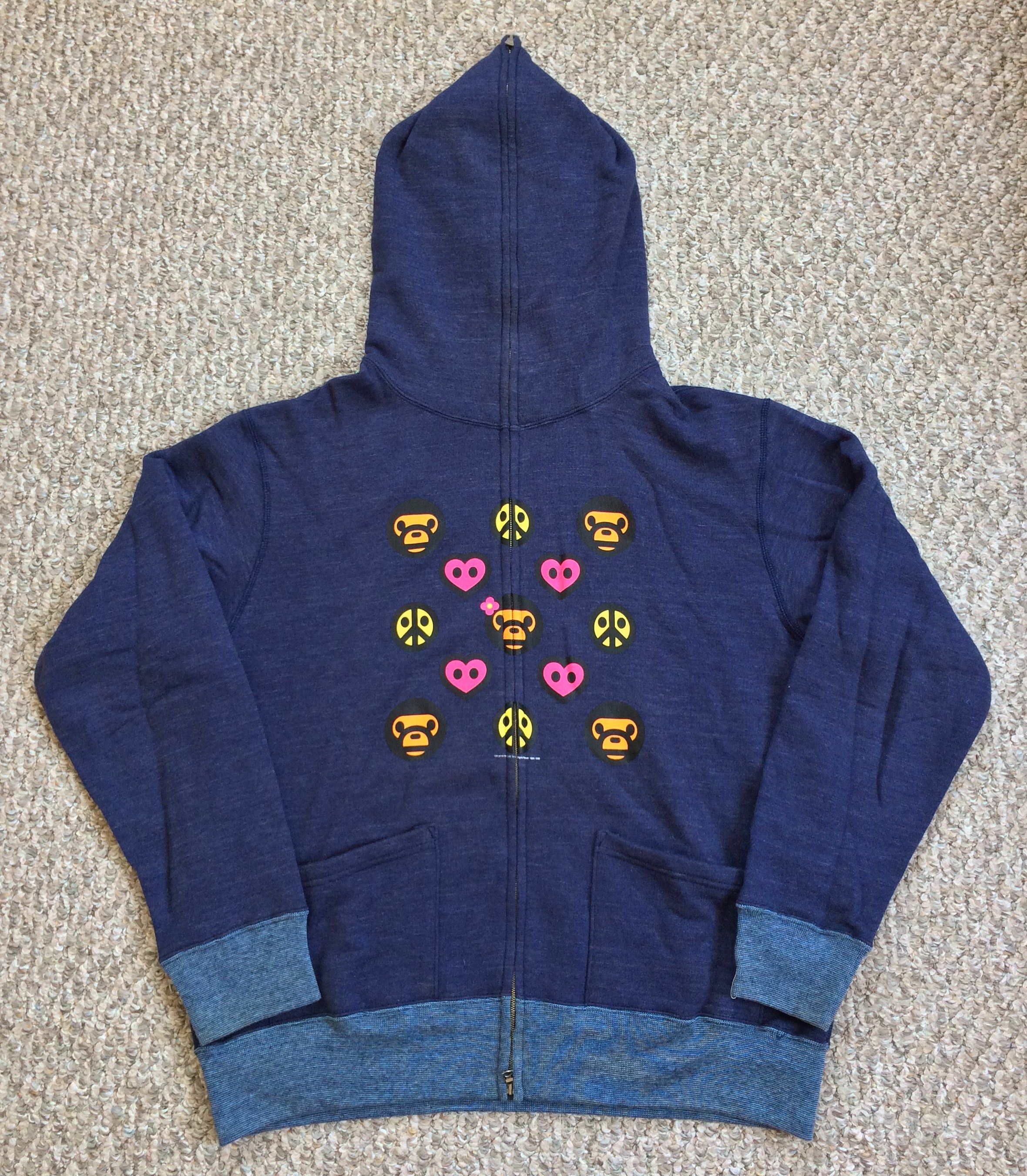 Bape OG Baby Milo Peace & Love Full Zip Hoodie | Grailed