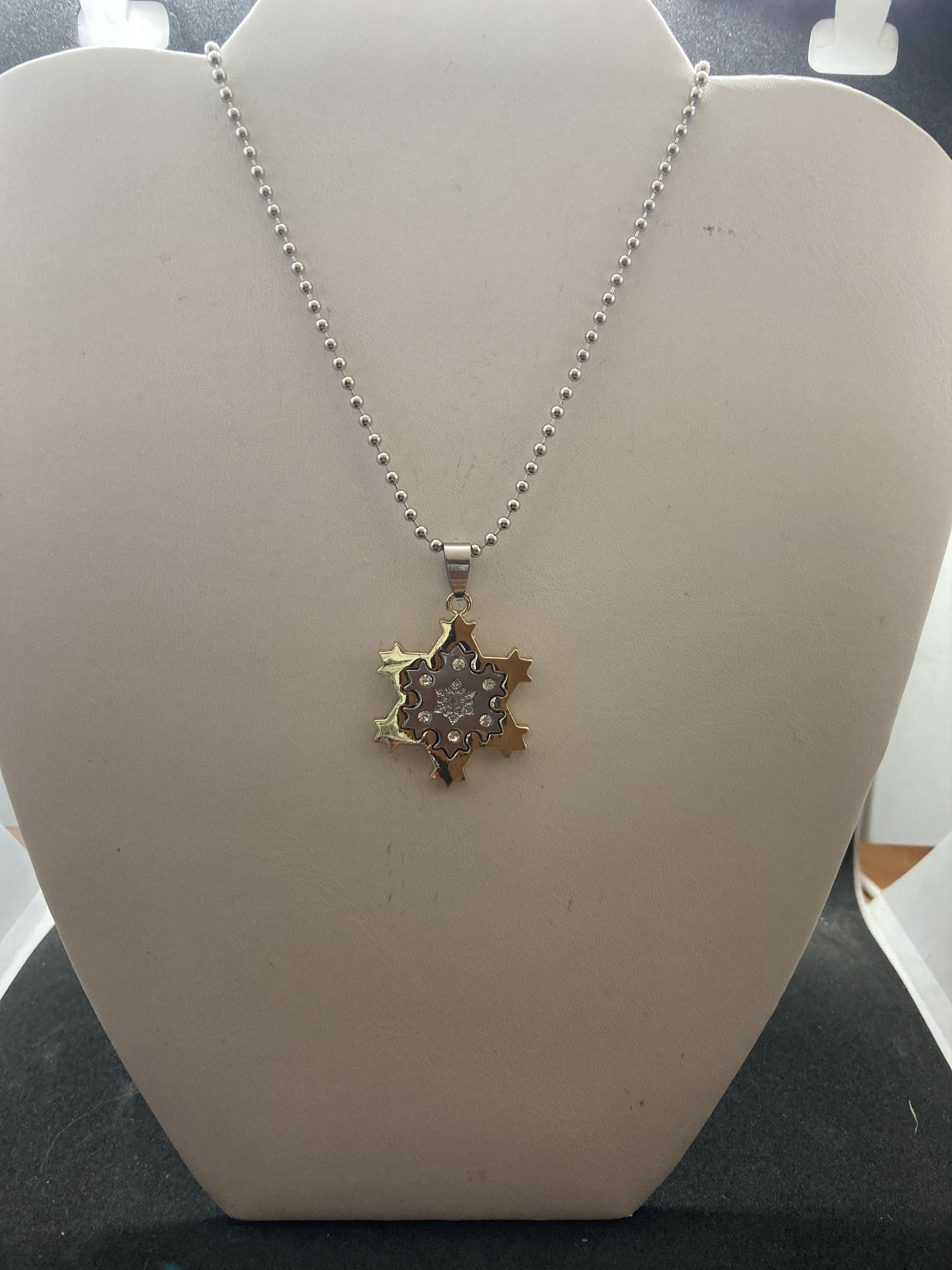 Jewelry Snowflake Stainless Steel Necklace with czs Size ONE SIZE - 1 Thumbnail