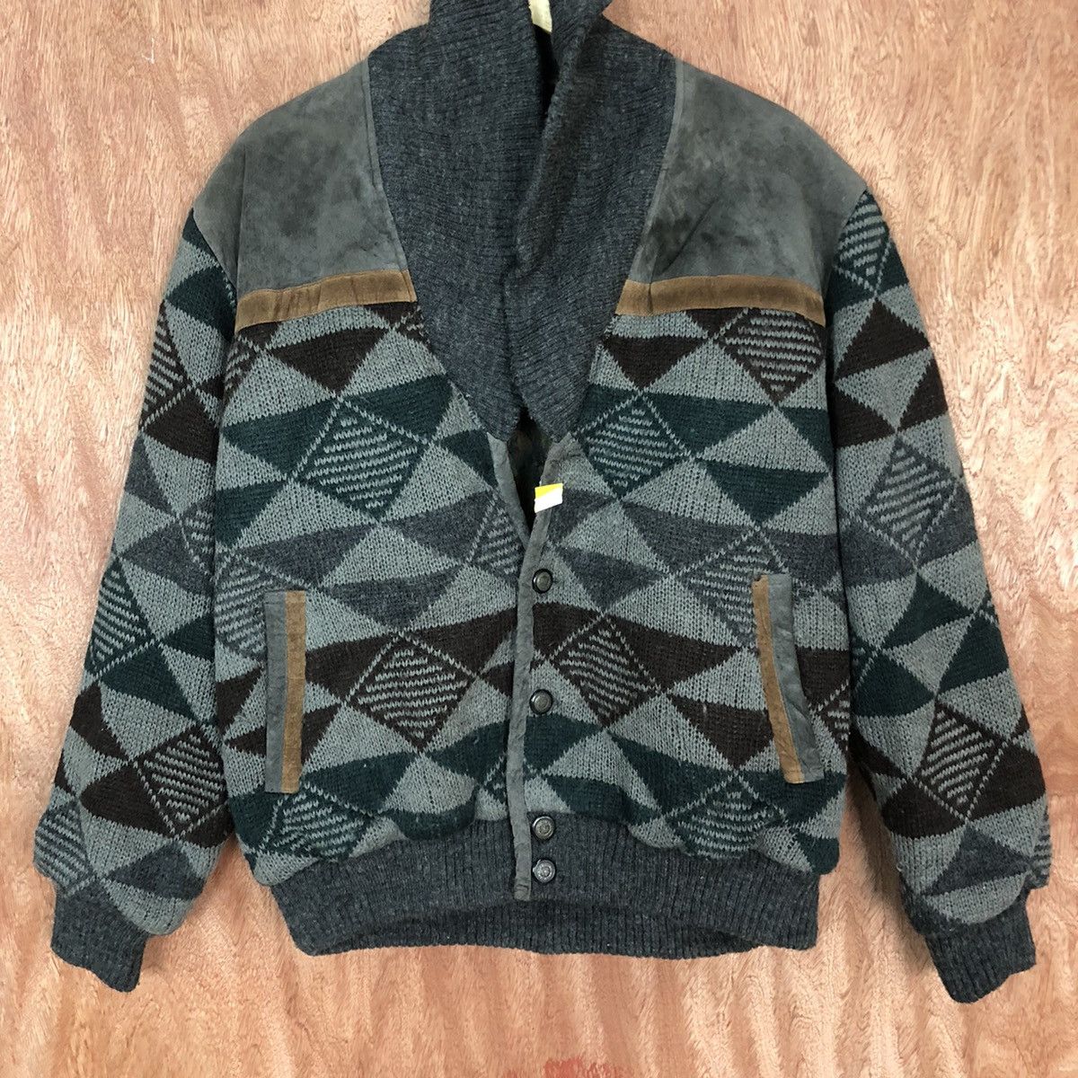 Vintage DLL Bicolman vintage Grey Knit cardigan winter Sweater #1380 Size US L / EU 52-54 / 3 - 8 Thumbnail