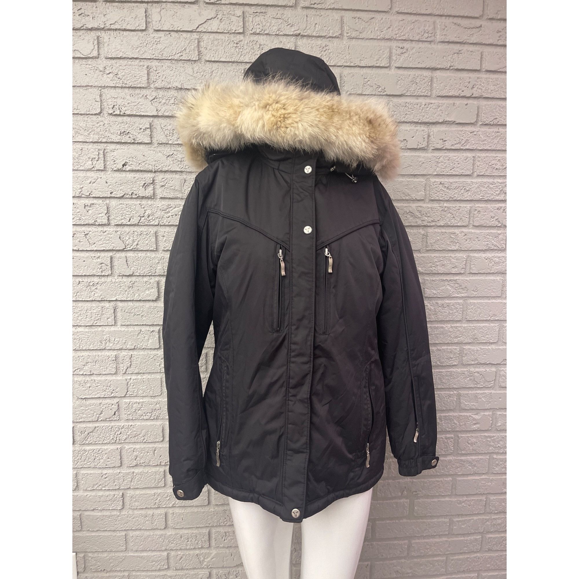 Fera Thermolite Black Faux Fur Hoodie Winter Coat Size 10