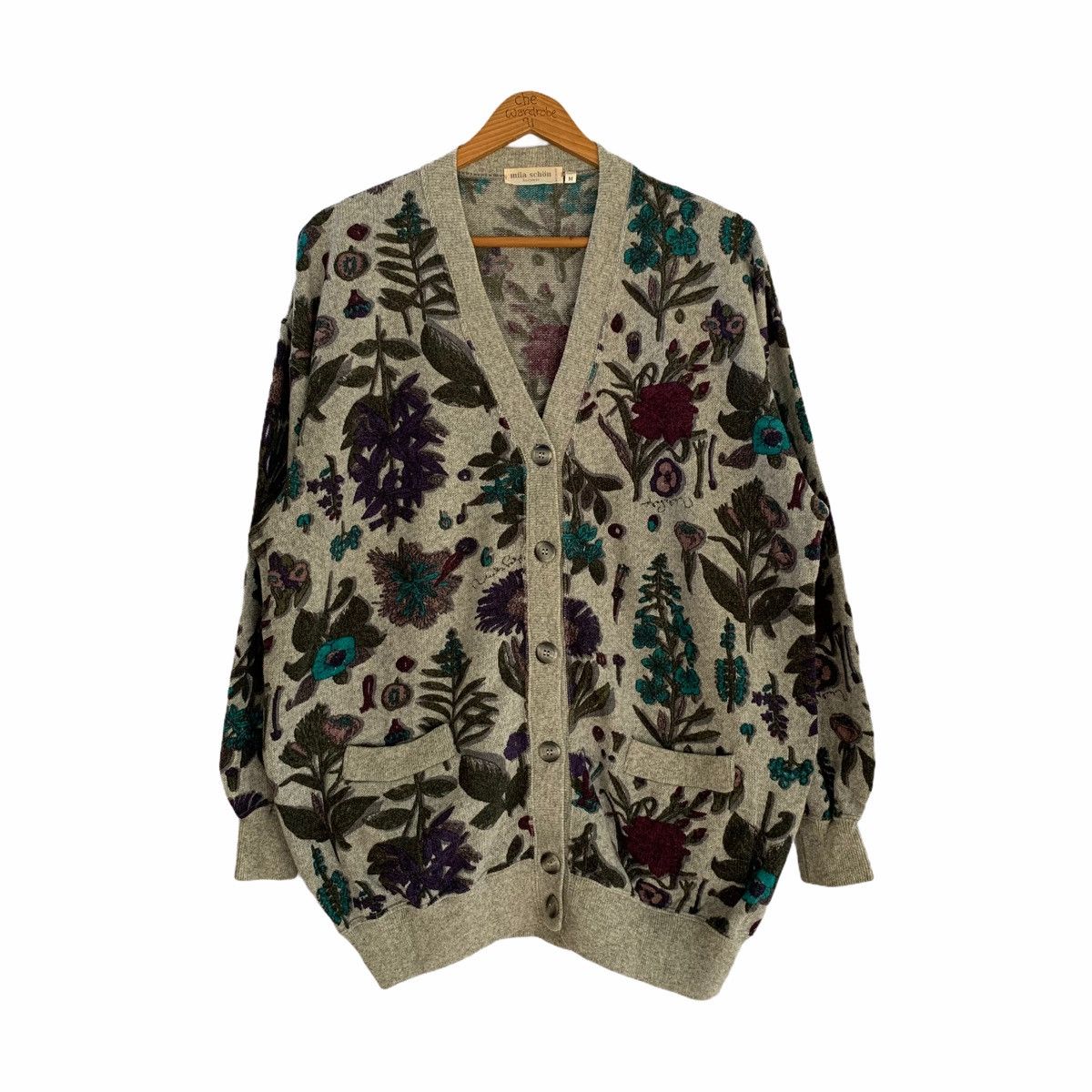 Mila Schon Mila Schon Floral Pocket Knitwear Cardigan Size US XL / EU 56 / 4 - 1 Thumbnail