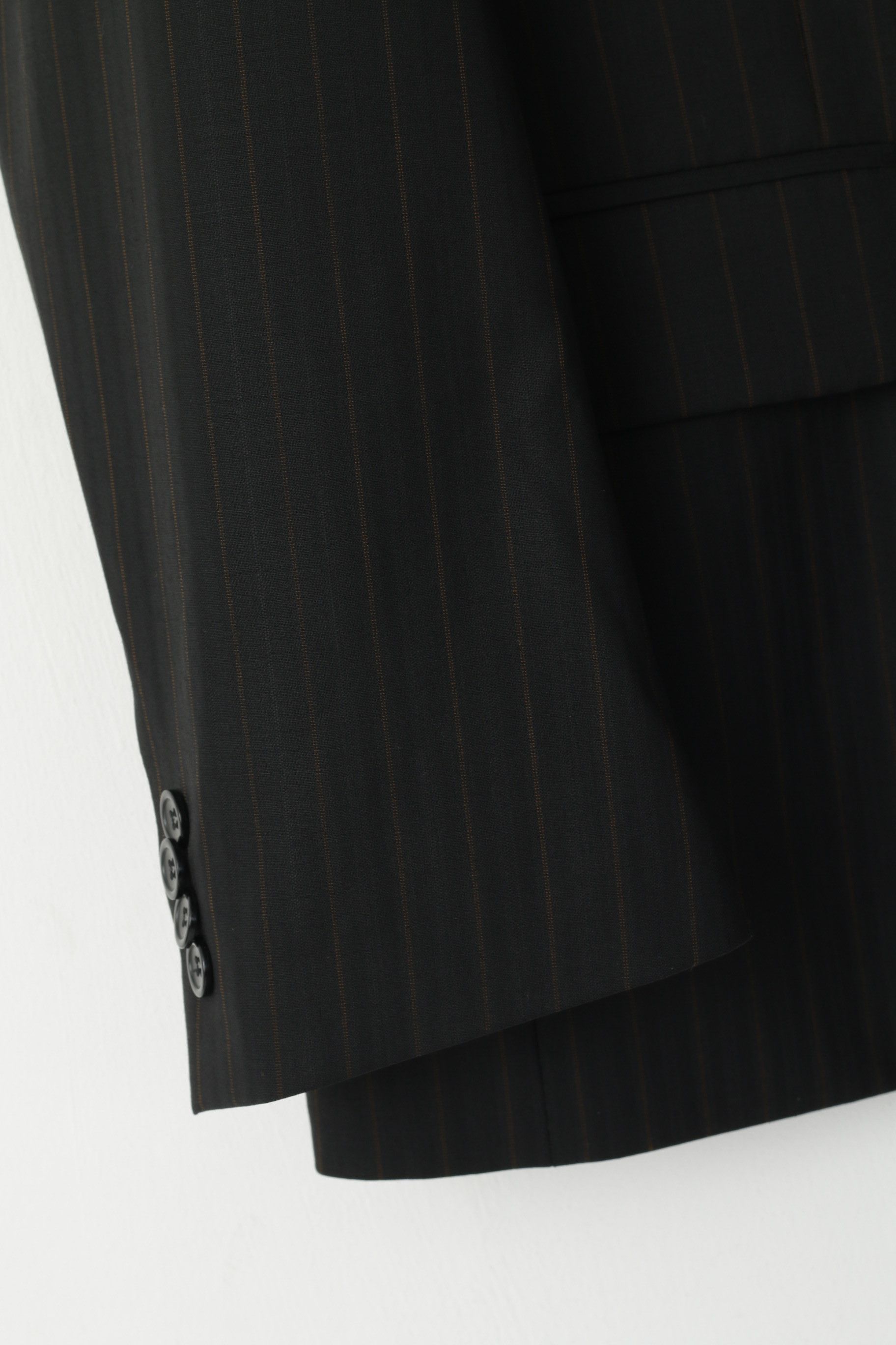 Vintage Michael Berger Collection Men 27 42 Blazer Black 1398 Size 42R - 3 Thumbnail