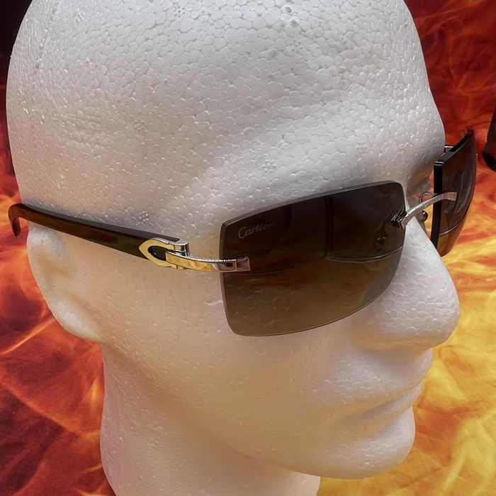 Cartier C decor sunglasses black buffalo horn Grailed