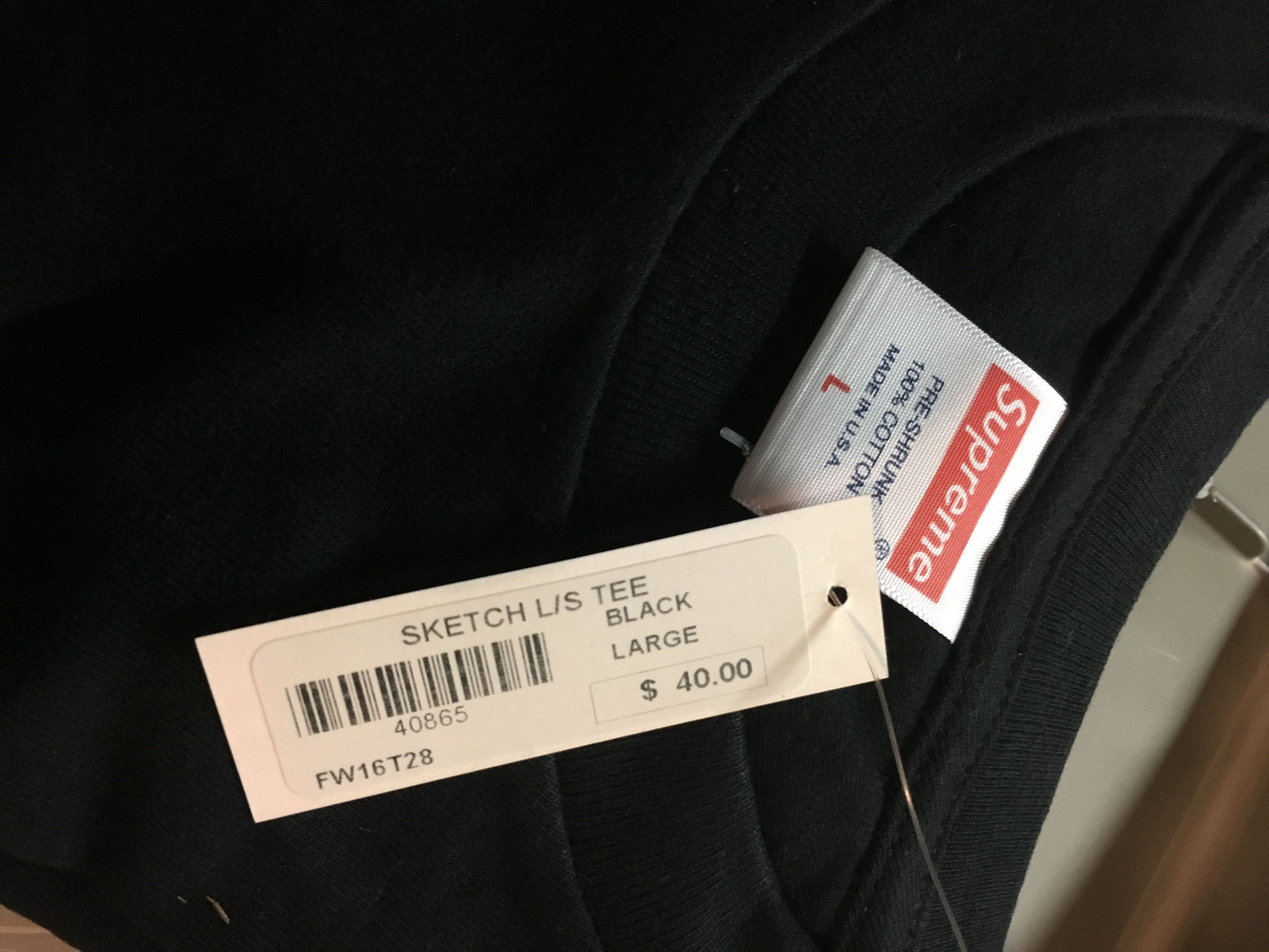 Supreme Supreme Sketch L/S Black Large FW16 Size US L / EU 52-54 / 3 - 2 Thumbnail