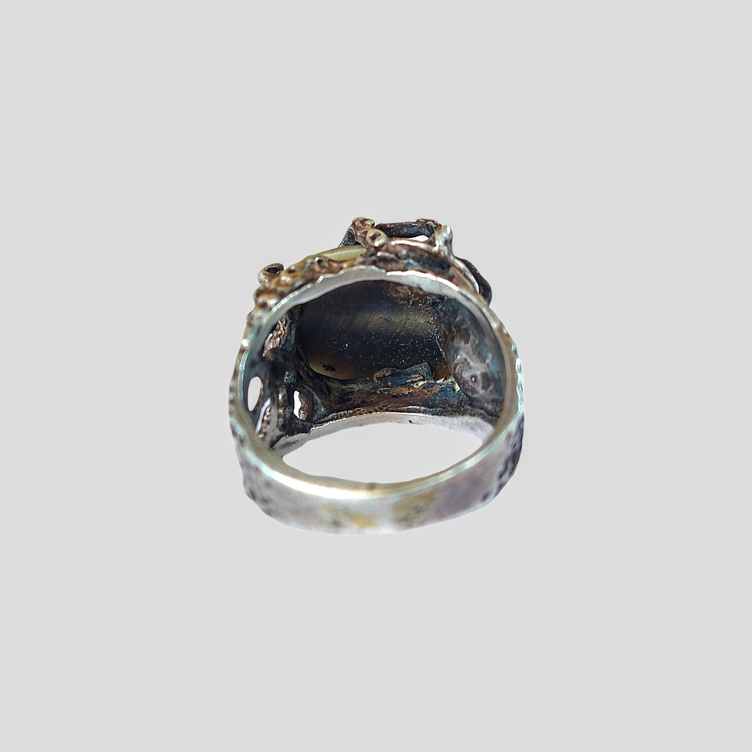 Other Vintage Sterling Silver Ring Size 9 Tigers Eye Brutalist Size ONE SIZE - 7 Thumbnail