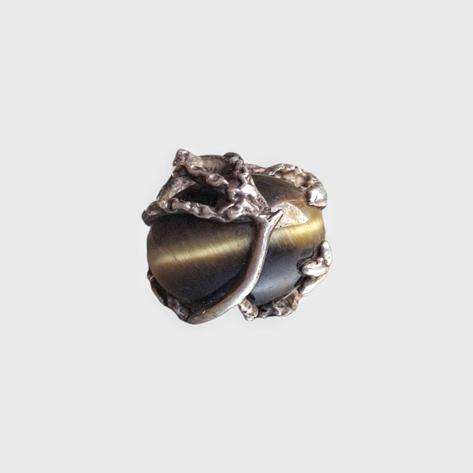 Other Vintage Sterling Silver Ring Size 9 Tigers Eye Brutalist Size ONE SIZE - 3 Thumbnail