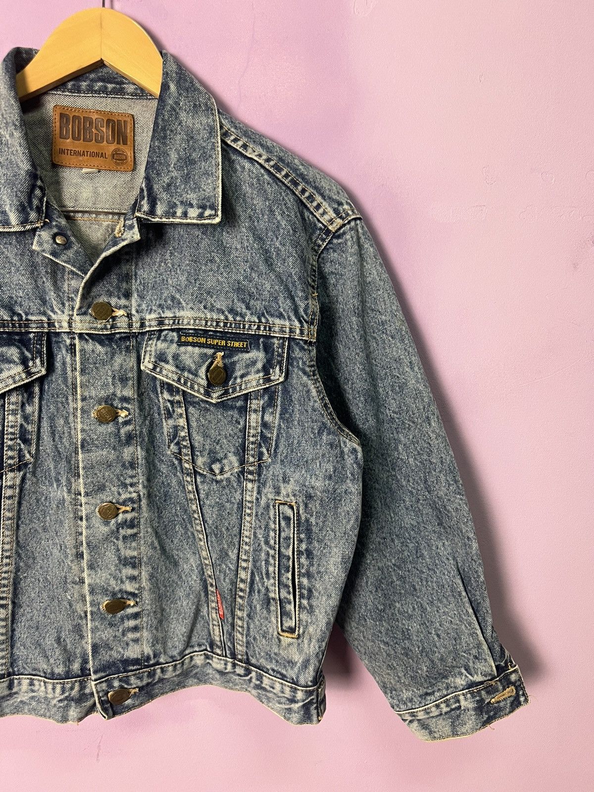 Japanese Brand 🔥Acid Wash Bobson Super Street Trucker Denim Size US S / EU 44-46 / 1 - 5 Thumbnail