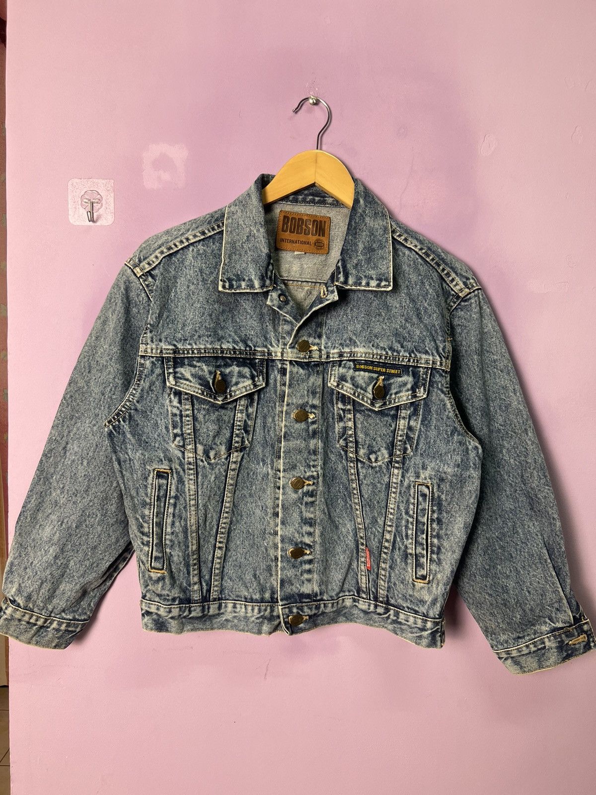 Japanese Brand 🔥Acid Wash Bobson Super Street Trucker Denim Size US S / EU 44-46 / 1 - 1 Thumbnail