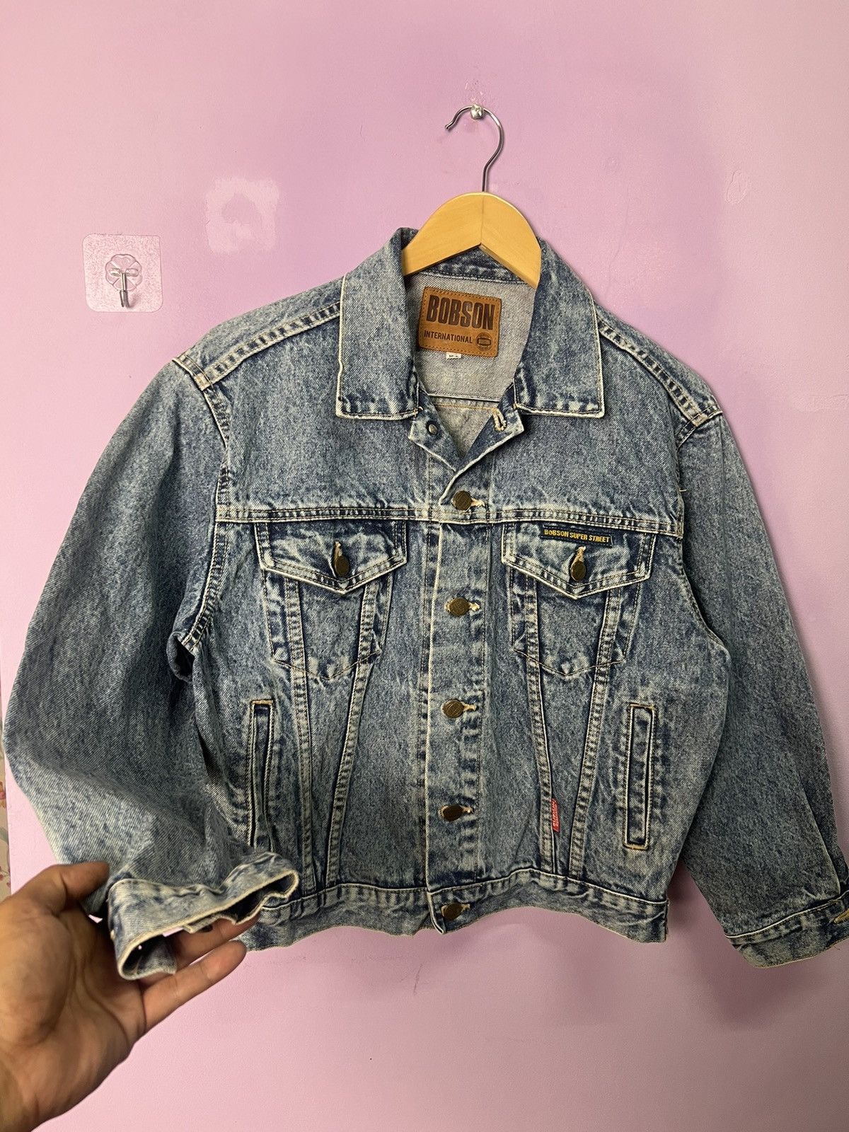Japanese Brand 🔥Acid Wash Bobson Super Street Trucker Denim Size US S / EU 44-46 / 1 - 1 Thumbnail
