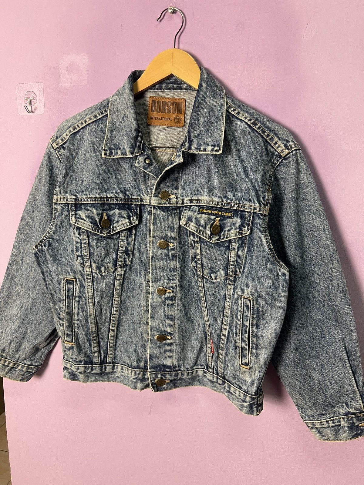 Japanese Brand 🔥Acid Wash Bobson Super Street Trucker Denim Size US S / EU 44-46 / 1 - 5 Thumbnail
