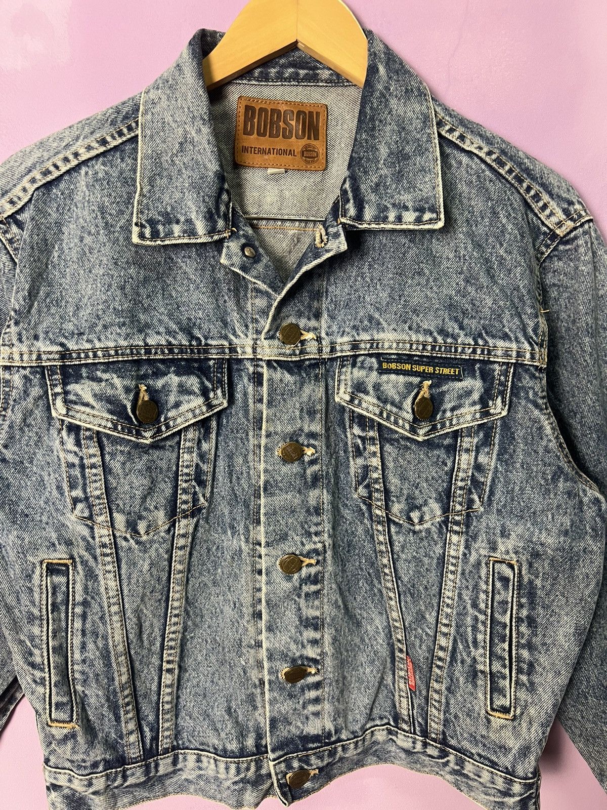 Japanese Brand 🔥Acid Wash Bobson Super Street Trucker Denim Size US S / EU 44-46 / 1 - 7 Thumbnail