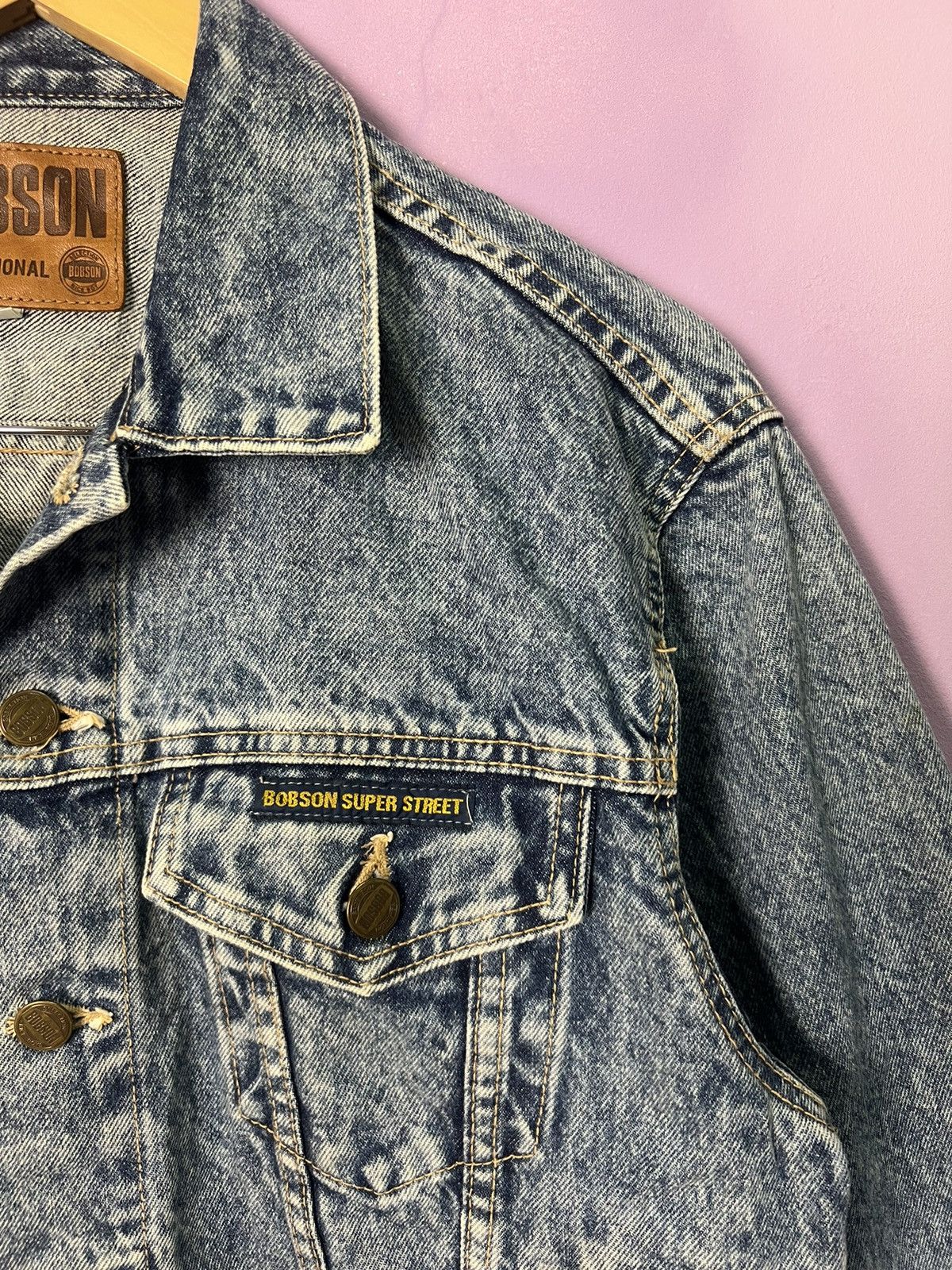 Japanese Brand 🔥Acid Wash Bobson Super Street Trucker Denim Size US S / EU 44-46 / 1 - 8 Thumbnail