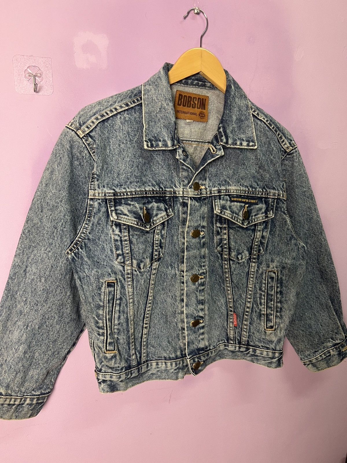 Japanese Brand 🔥Acid Wash Bobson Super Street Trucker Denim Size US S / EU 44-46 / 1 - 6 Thumbnail