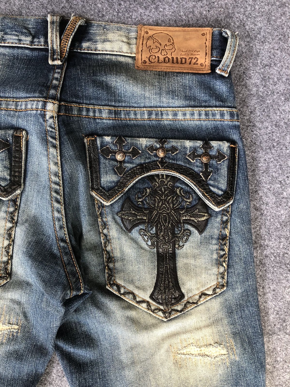 Japanese Brand Hype‼️Y2K🔥CLOUD72🔥Distressed jeansChrome Heart Design Size US 30 / EU 46 - 11 Thumbnail
