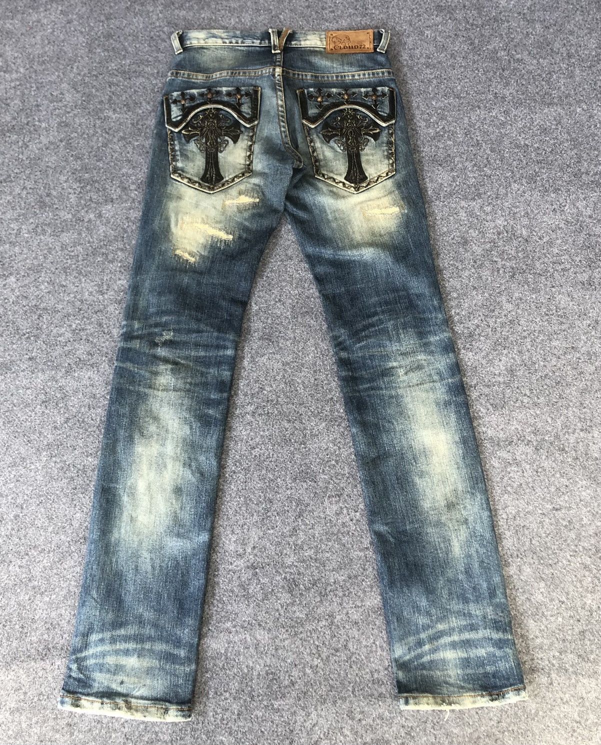 Japanese Brand Hype‼️Y2K🔥CLOUD72🔥Distressed jeansChrome Heart Design Size US 30 / EU 46 - 1 Thumbnail