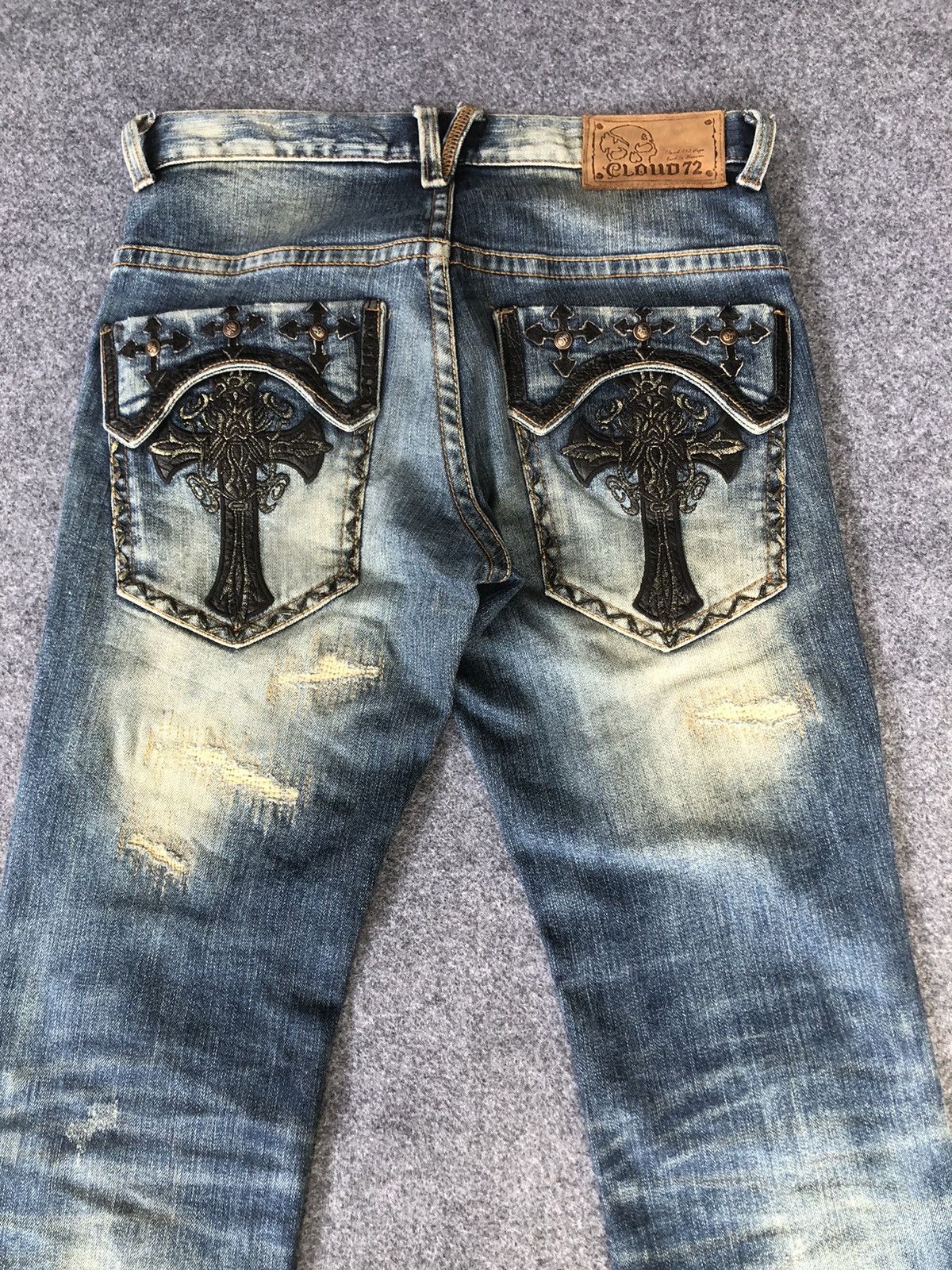 Japanese Brand Hype‼️Y2K🔥CLOUD72🔥Distressed jeansChrome Heart Design Size US 30 / EU 46 - 10 Thumbnail