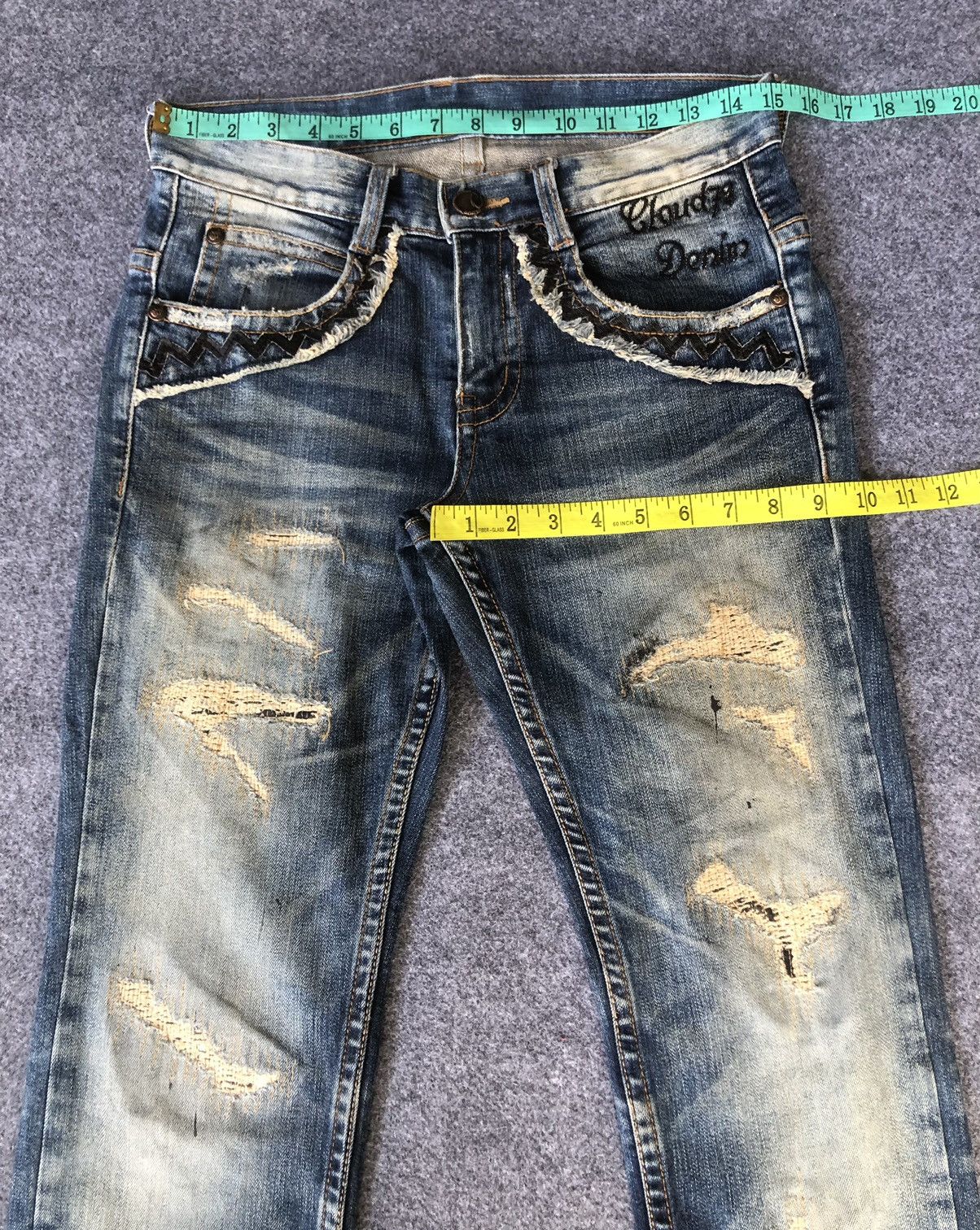Japanese Brand Hype‼️Y2K🔥CLOUD72🔥Distressed jeansChrome Heart Design Size US 30 / EU 46 - 3 Thumbnail