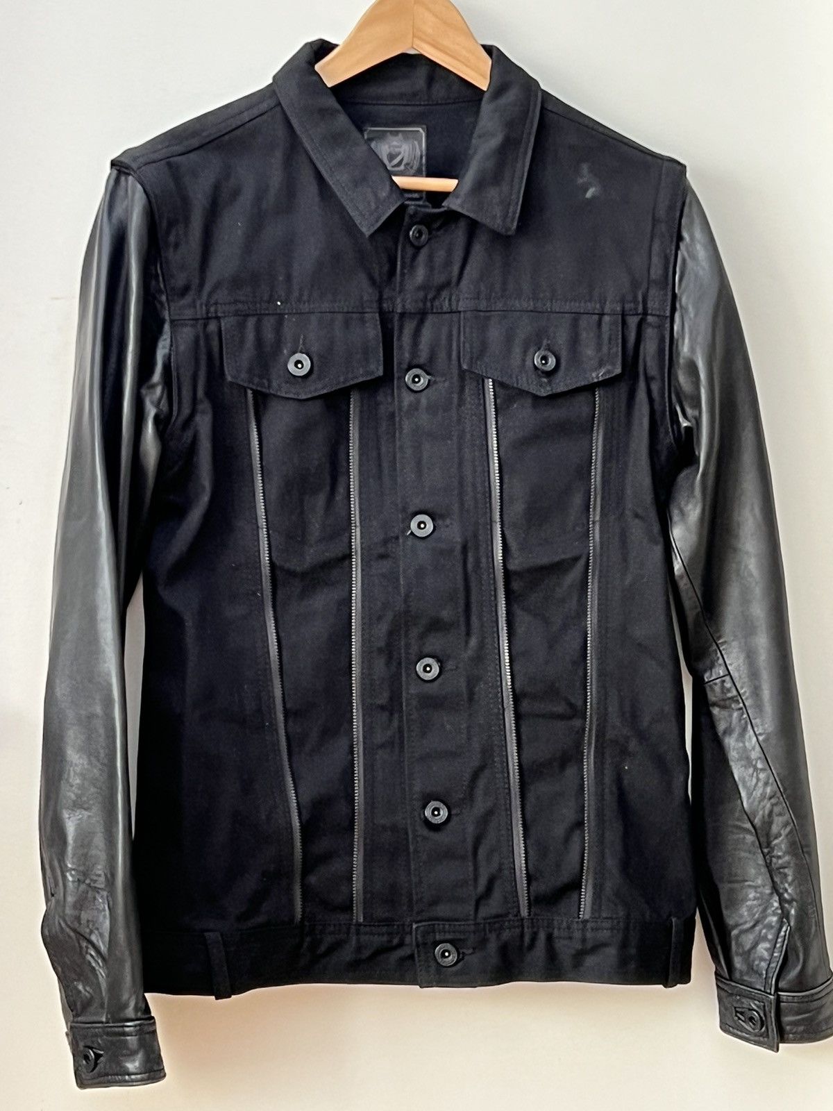 Public School Public School Black Denim jacket w REMOVABLE leather sleeves Size US M / EU 48-50 / 2 - 1 Thumbnail