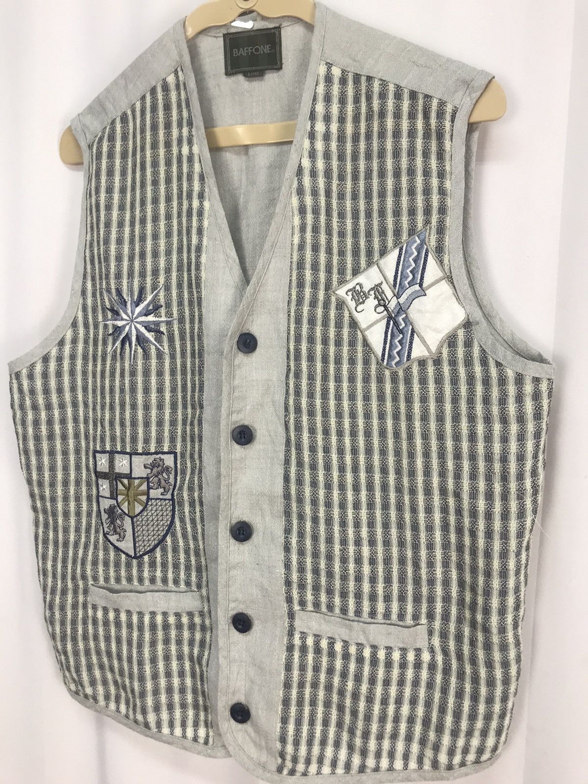 Japanese Brand × Vintage Embroidered logo button up vest by baffone Size US M / EU 48-50 / 2 - 2 Thumbnail