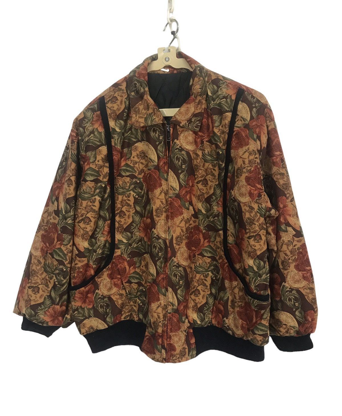 image of Unisexunbrand Fullprint Flower Zipper Jacket, Men's (Size Medium)