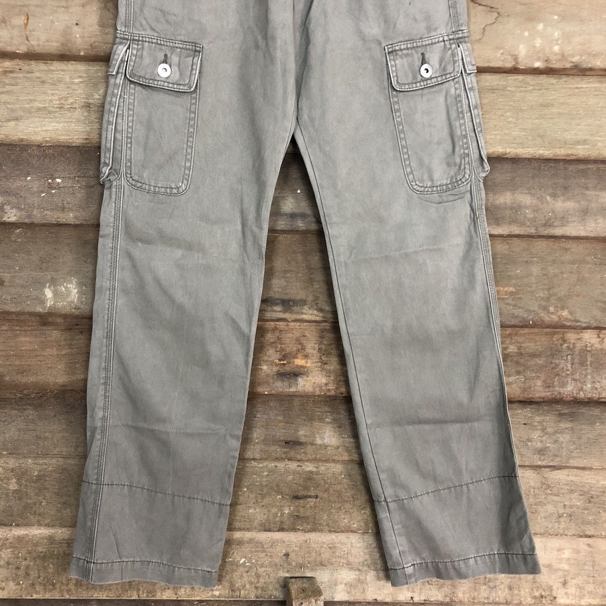 Japanese Brand Master Worker faded Grey Multipocket Cargo Pants #3377 Size US 29 - 3 Thumbnail