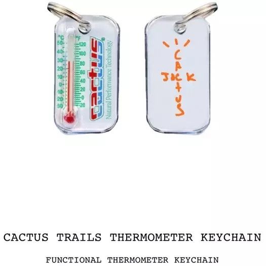 Pre-owned Travis Scott Cactus Trails Functional Thermometer Keychain In Clear