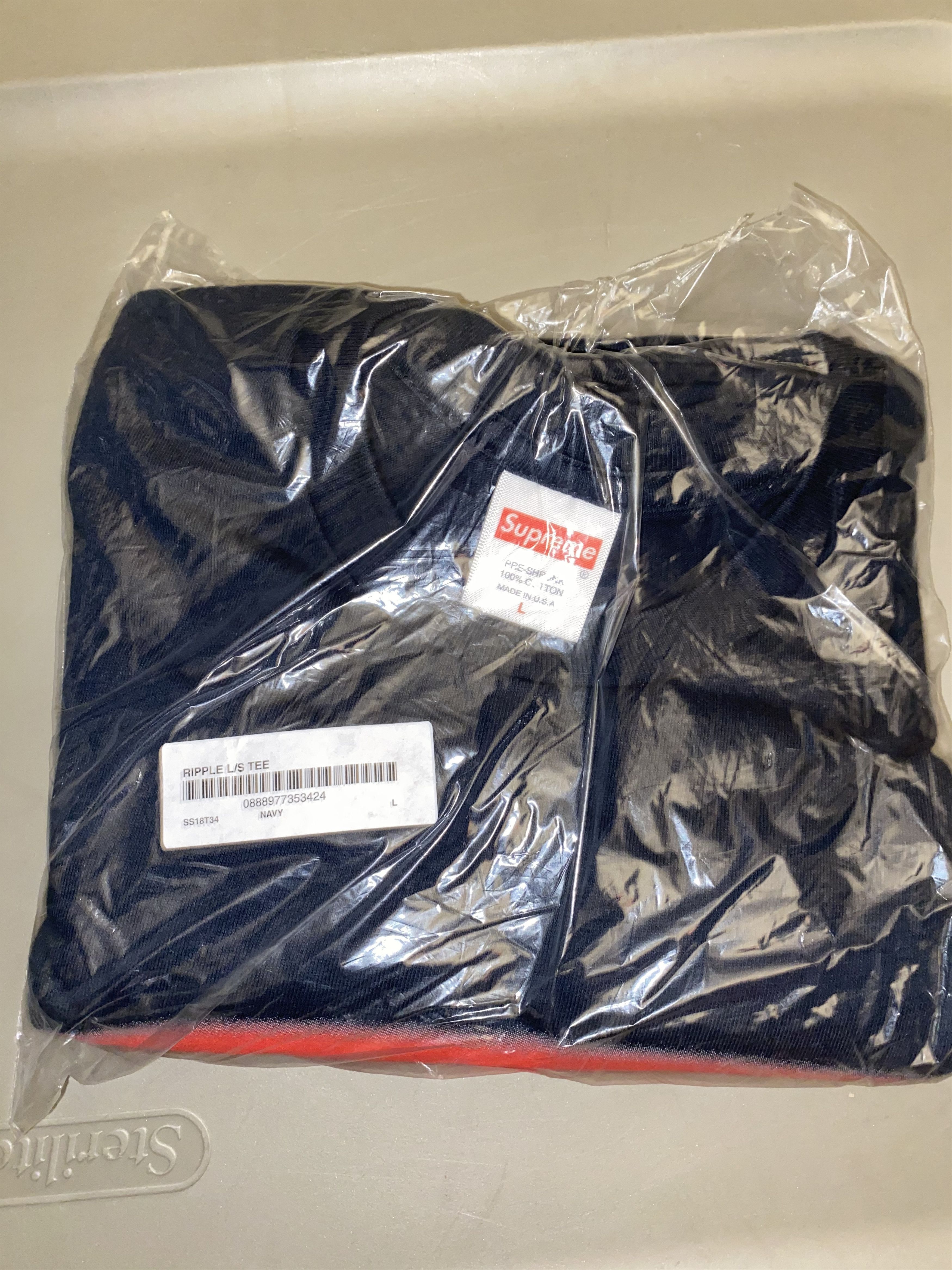 Supreme Supreme Ripple L/S Tee Navy Large Size US L / EU 52-54 / 3 - 1 Thumbnail