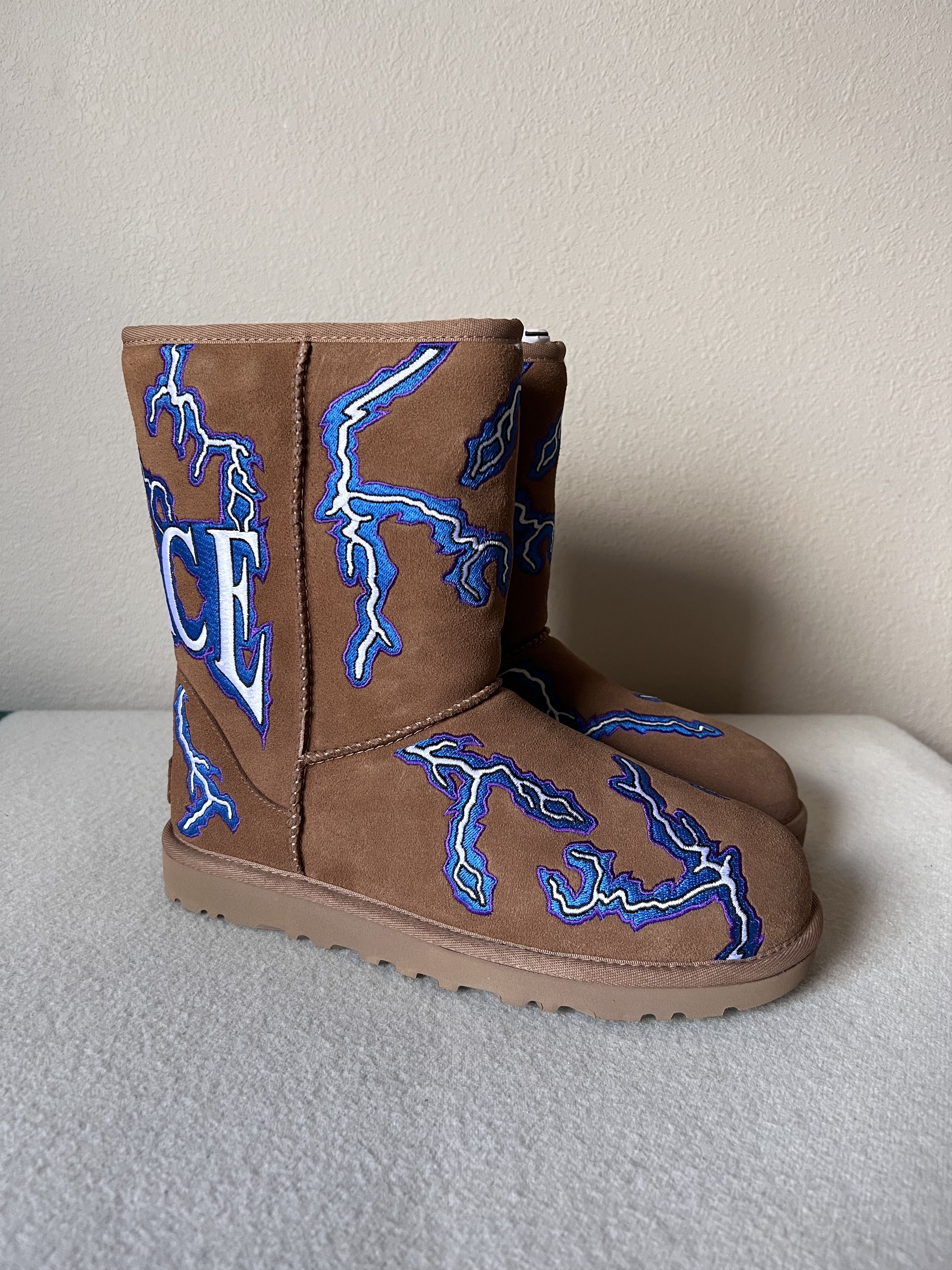 image of Palace Ugg Embroidered Classic Boots In Chestnut Brown, Men's (Size 8)