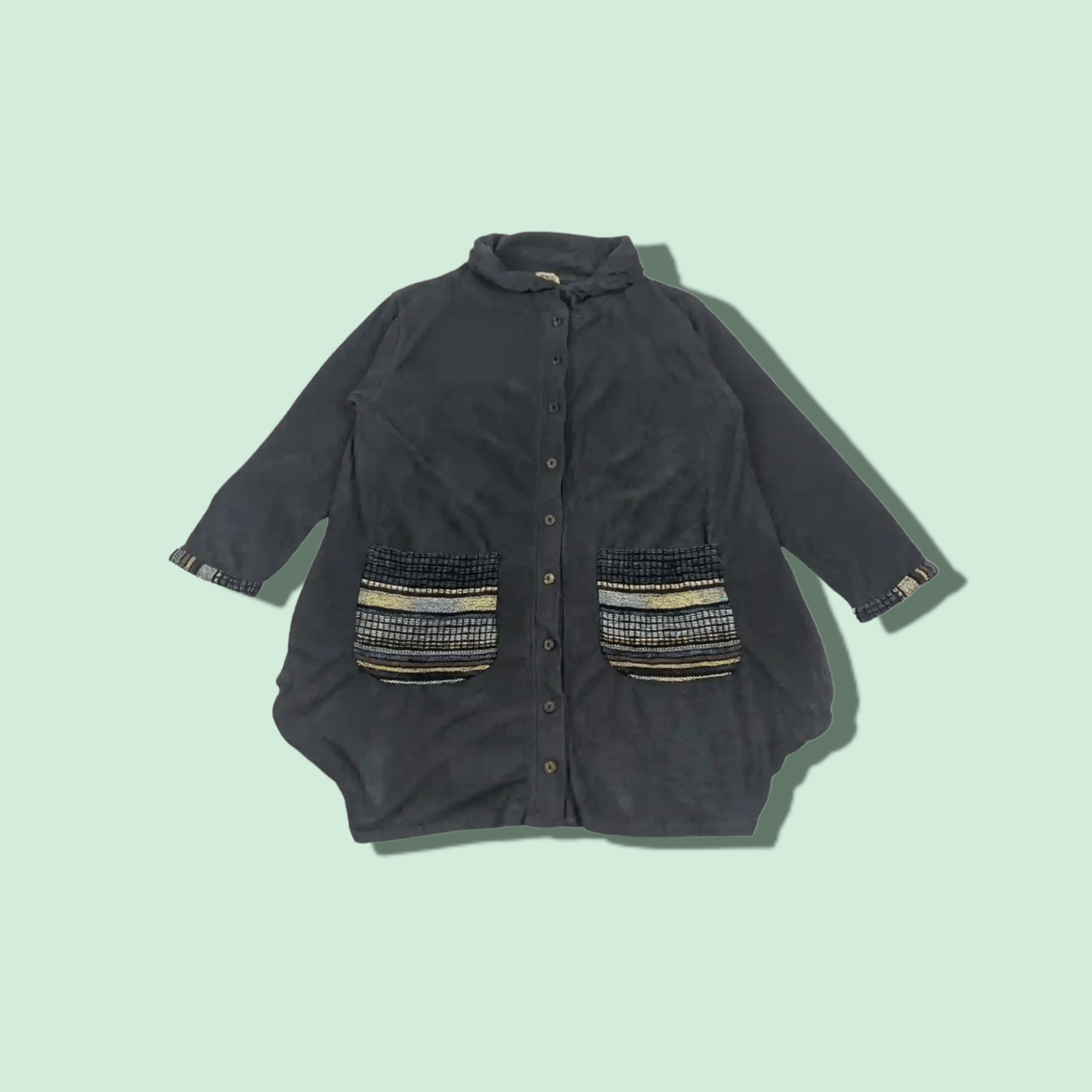 Japanese Brand Vintage 90's SPOQ Fleece Button Up Jacket Hippie Style Size US L / EU 52-54 / 3 - 1 Thumbnail