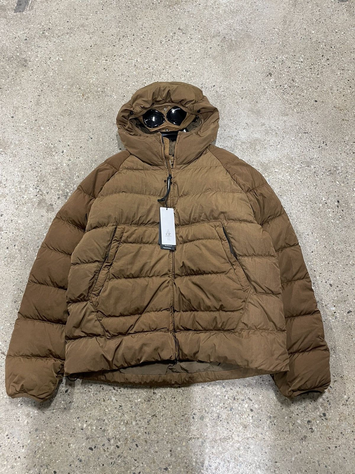 cp goggle puffer jacket