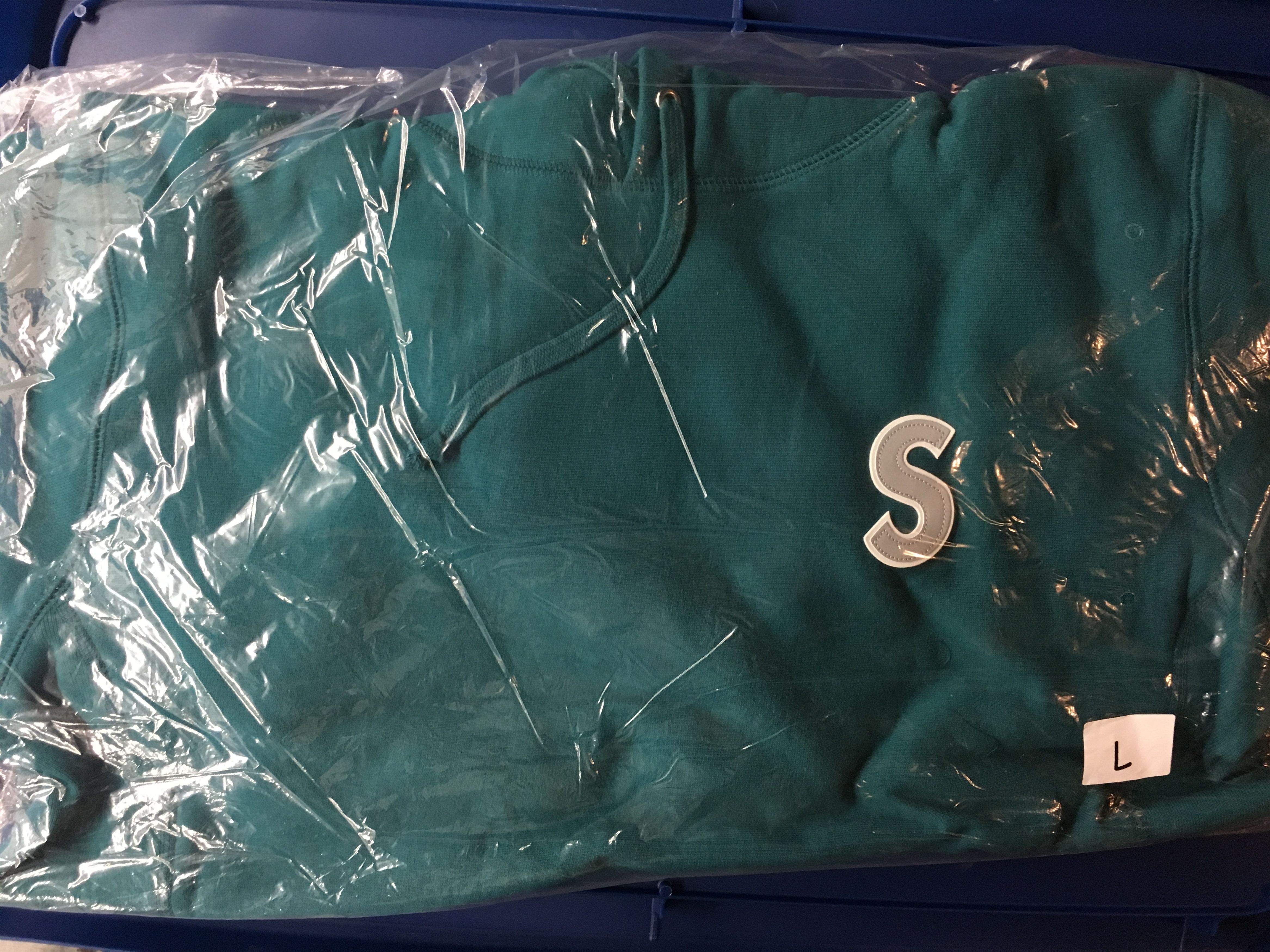 image of Supreme Reflective S Logo Hooded Sweatshirt Teal Large Ss16, Men's