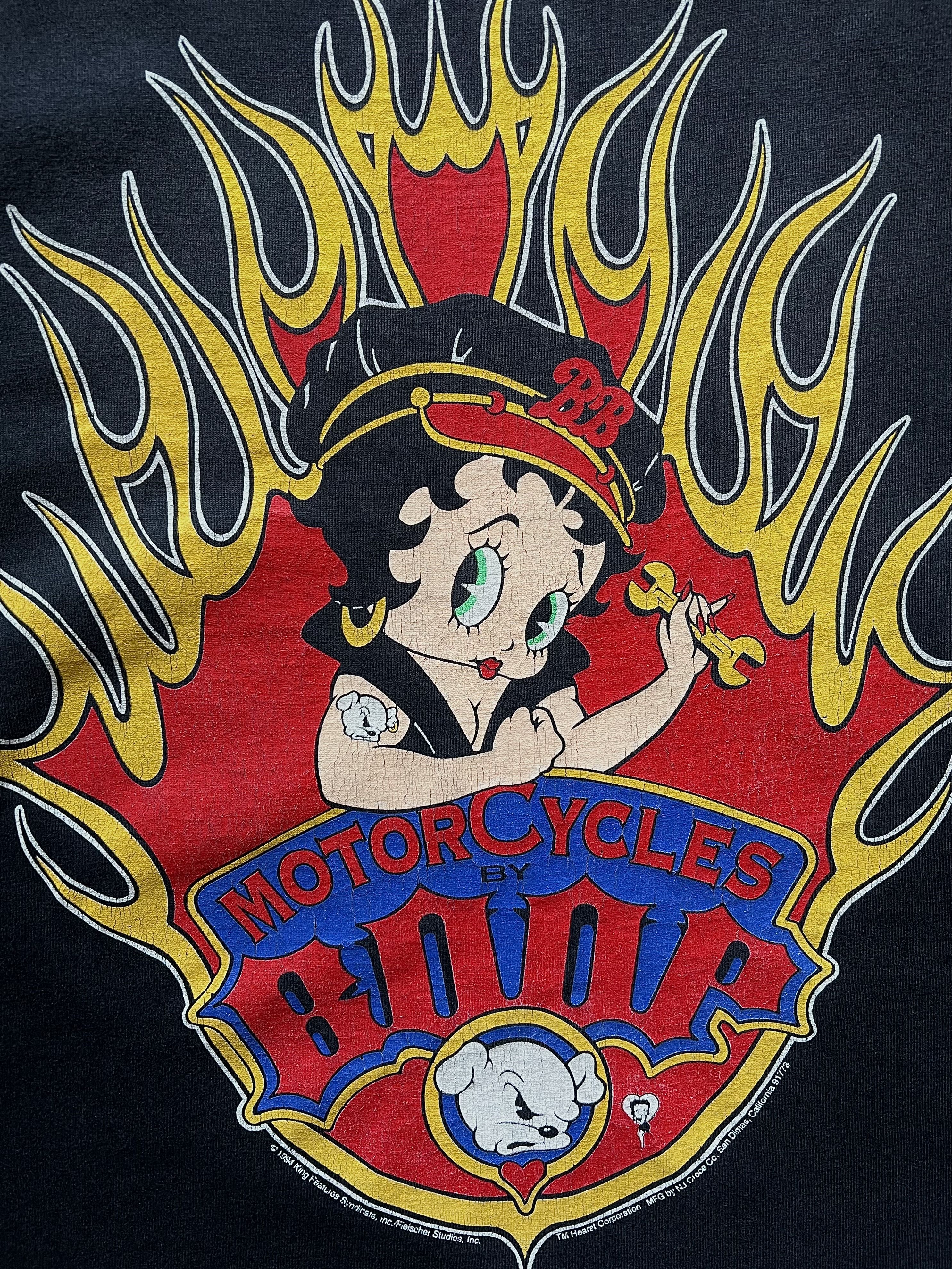 Vintage 90s Vintage 1994 Betty Boop Motorcycles Flame Graphic Shirt Size US XL / EU 56 / 4 - 5 Thumbnail