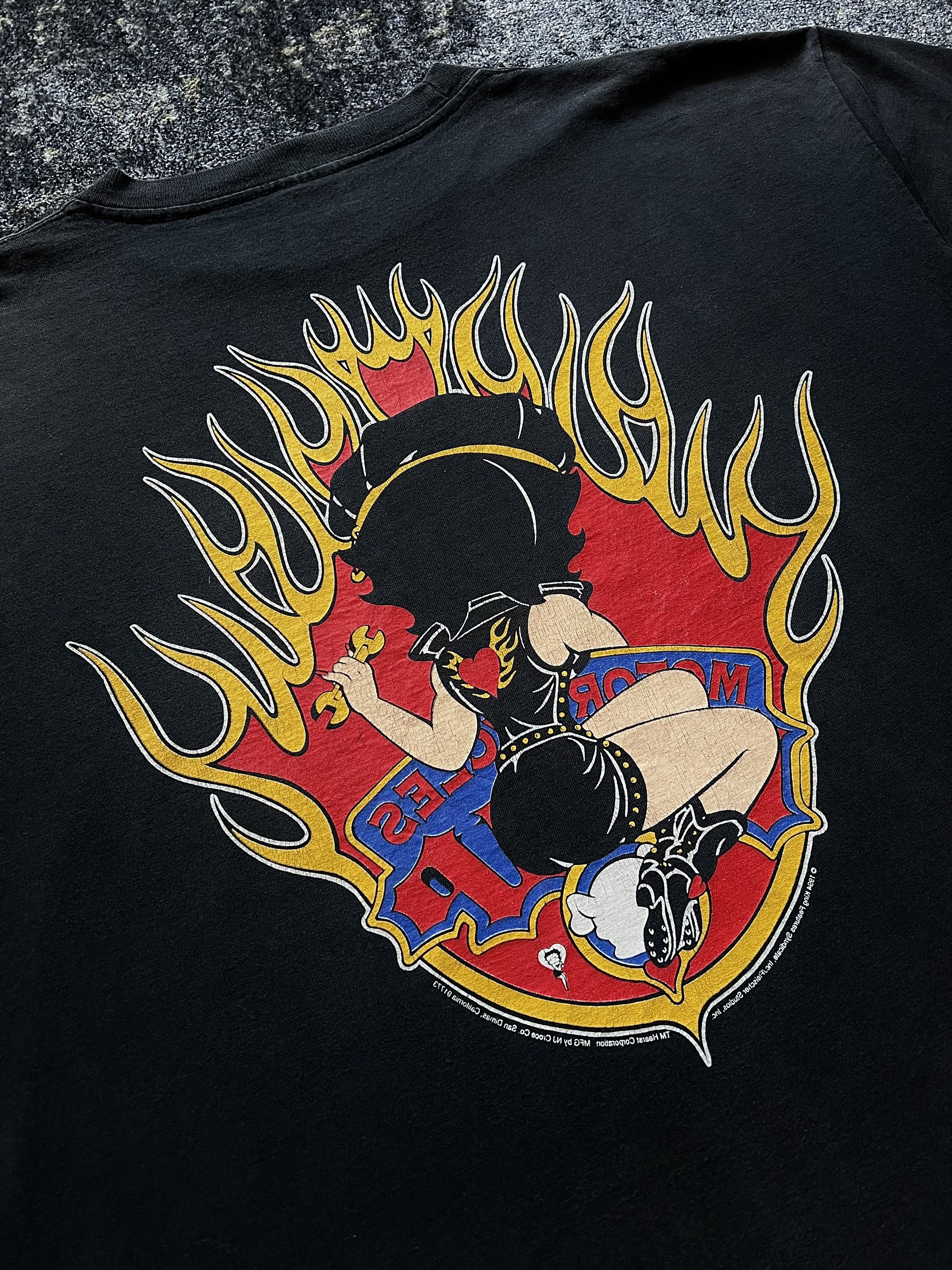 Vintage 90s Vintage 1994 Betty Boop Motorcycles Flame Graphic Shirt Size US XL / EU 56 / 4 - 2 Thumbnail