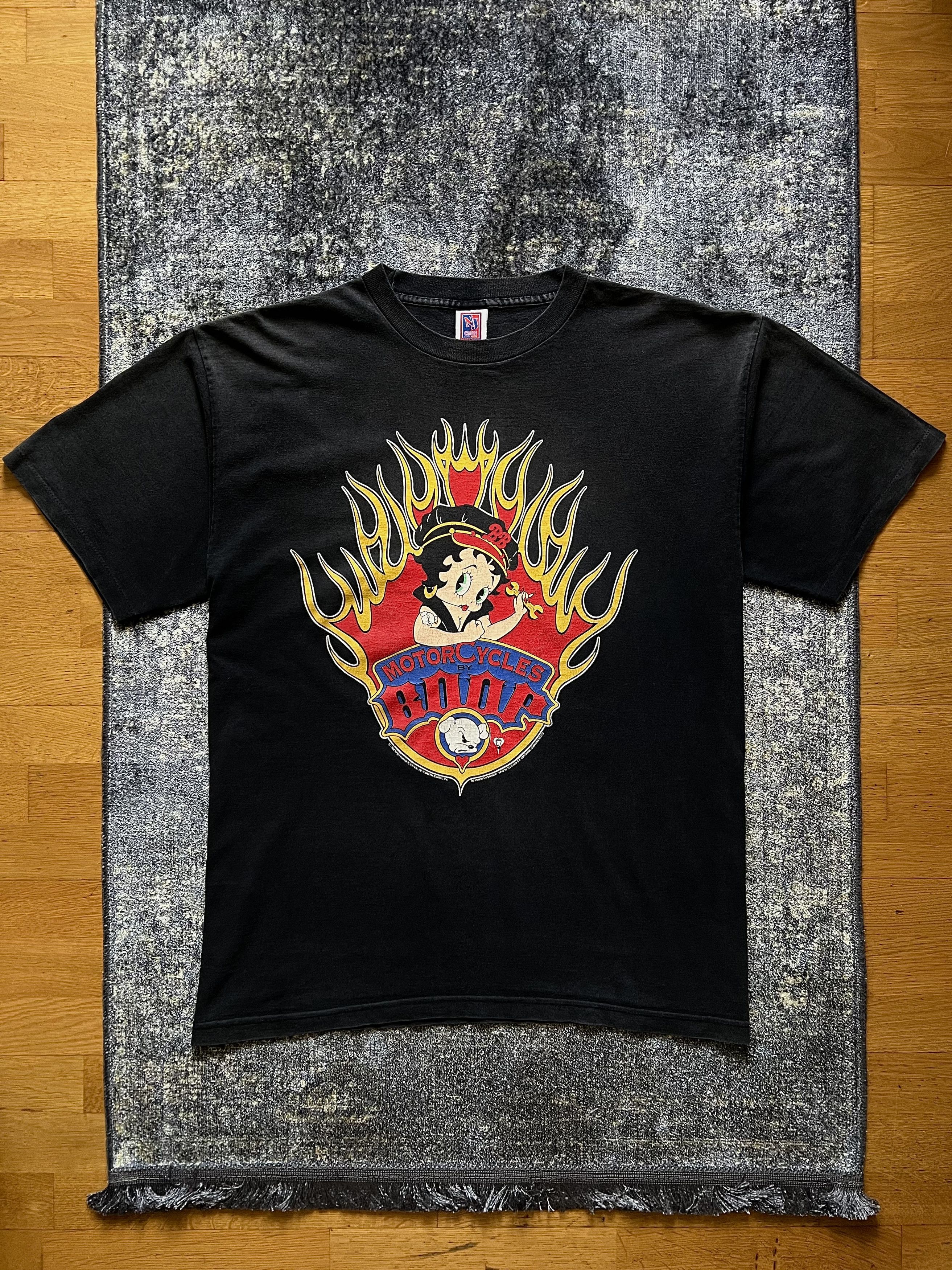 Vintage 90s Vintage 1994 Betty Boop Motorcycles Flame Graphic Shirt Size US XL / EU 56 / 4 - 4 Thumbnail