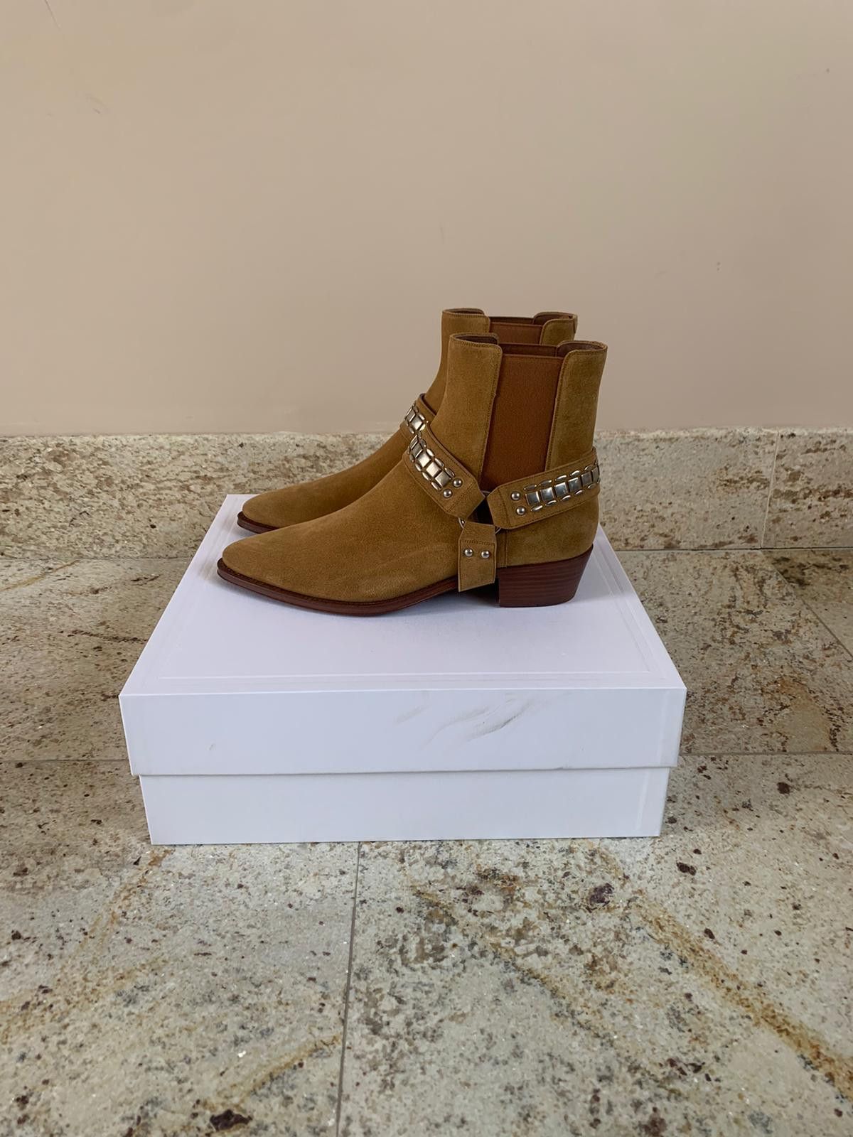 Celine o1rshd1 / 555 / Carmague Harness Boots in Havana Size US 7 / EU 40 - 1 Thumbnail