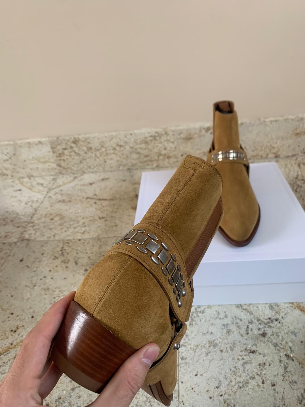 Celine o1rshd1 / 555 / Carmague Harness Boots in Havana Size US 7 / EU 40 - 11 Thumbnail