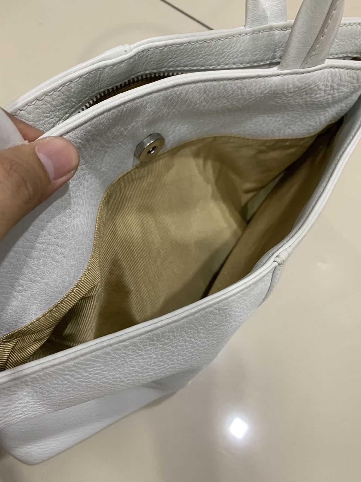 Issey Miyake × Vintage MIYAKE DESIGN STUDIO OFF WHITE LEATHER SHOULDER BAG Size ONE SIZE - 11 Thumbnail
