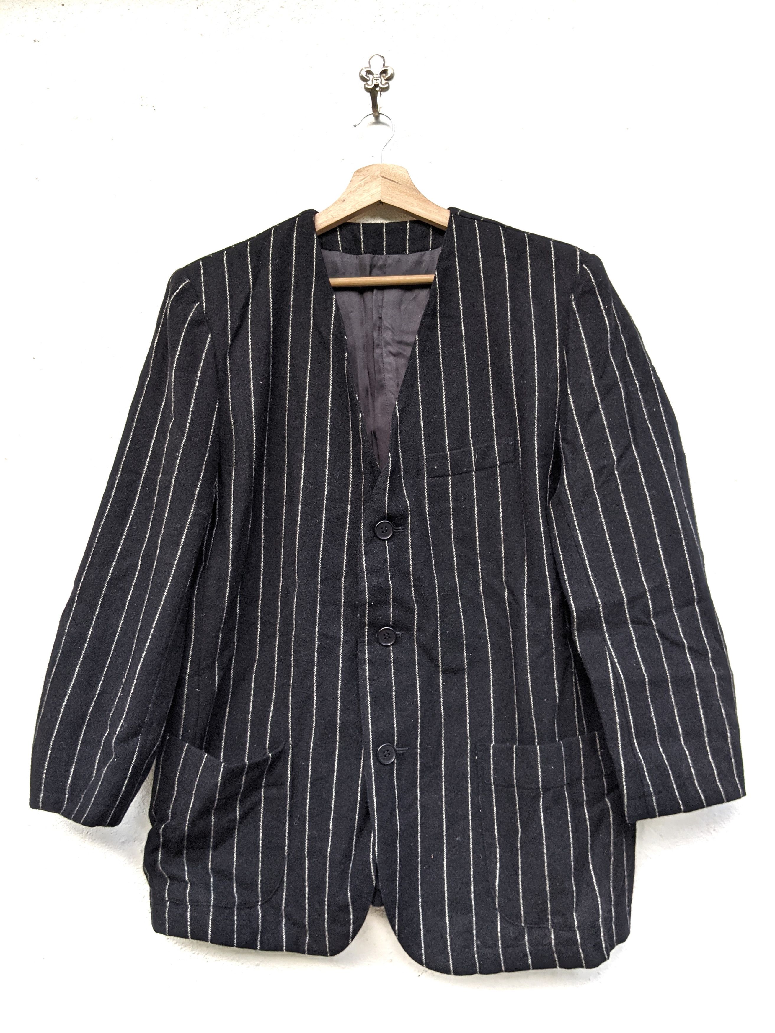 image of Vintage Y's Stripe V-Neck Jacket, Men's (Size Medium)