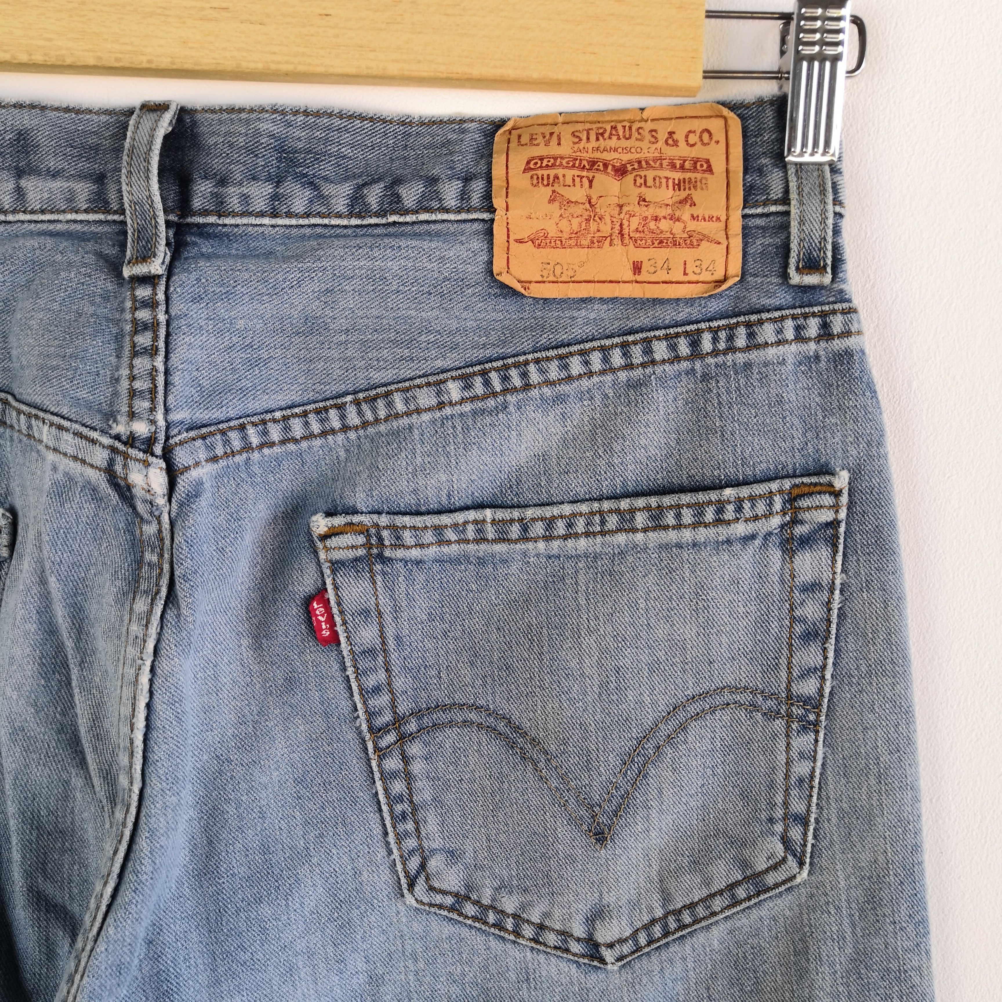 Levi's Vintage Levi's Distressed Jeans Levis 505 Light Wash Denim Size US 34 / EU 50 - 8 Thumbnail