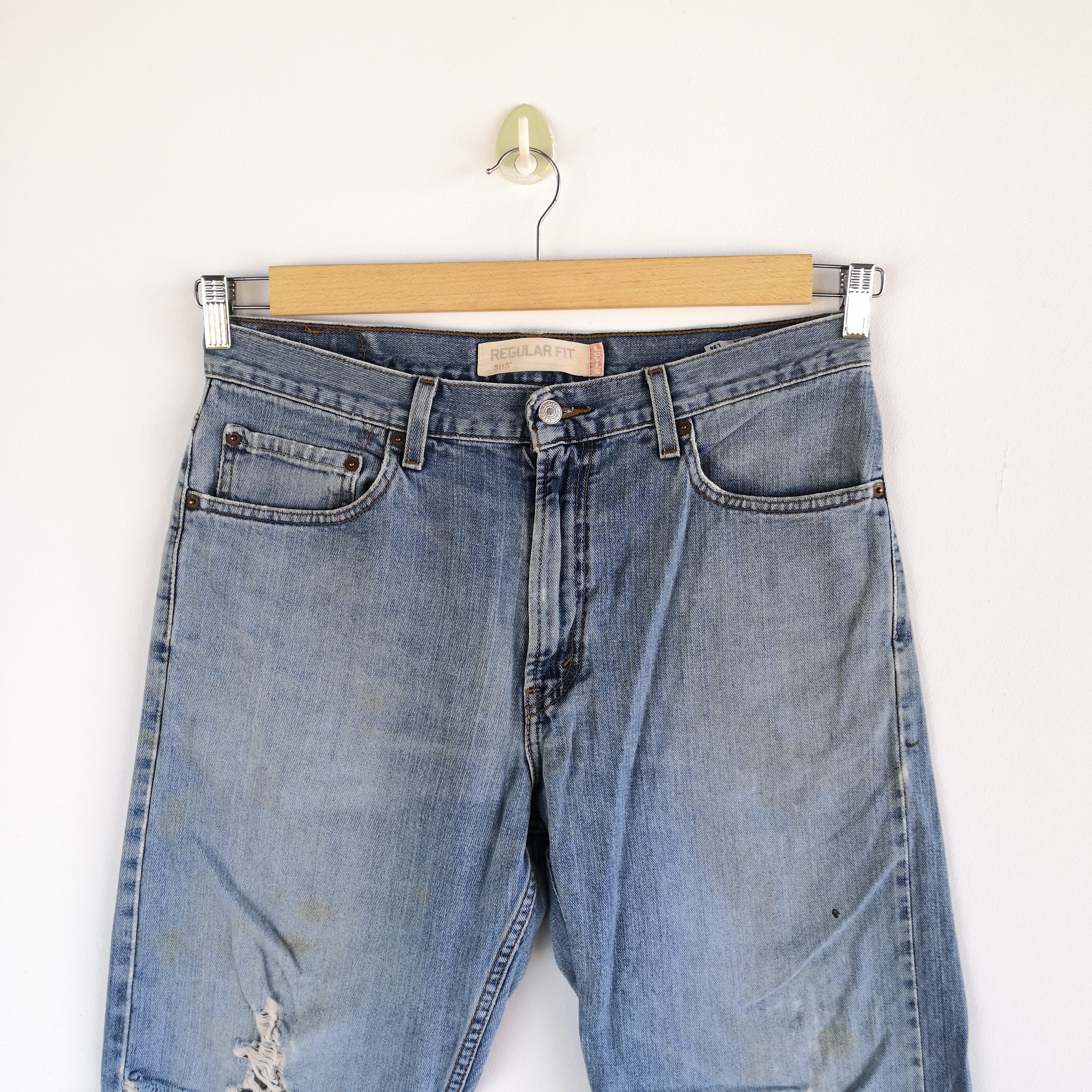Levi's Vintage Levi's Distressed Jeans Levis 505 Light Wash Denim Size US 34 / EU 50 - 3 Thumbnail