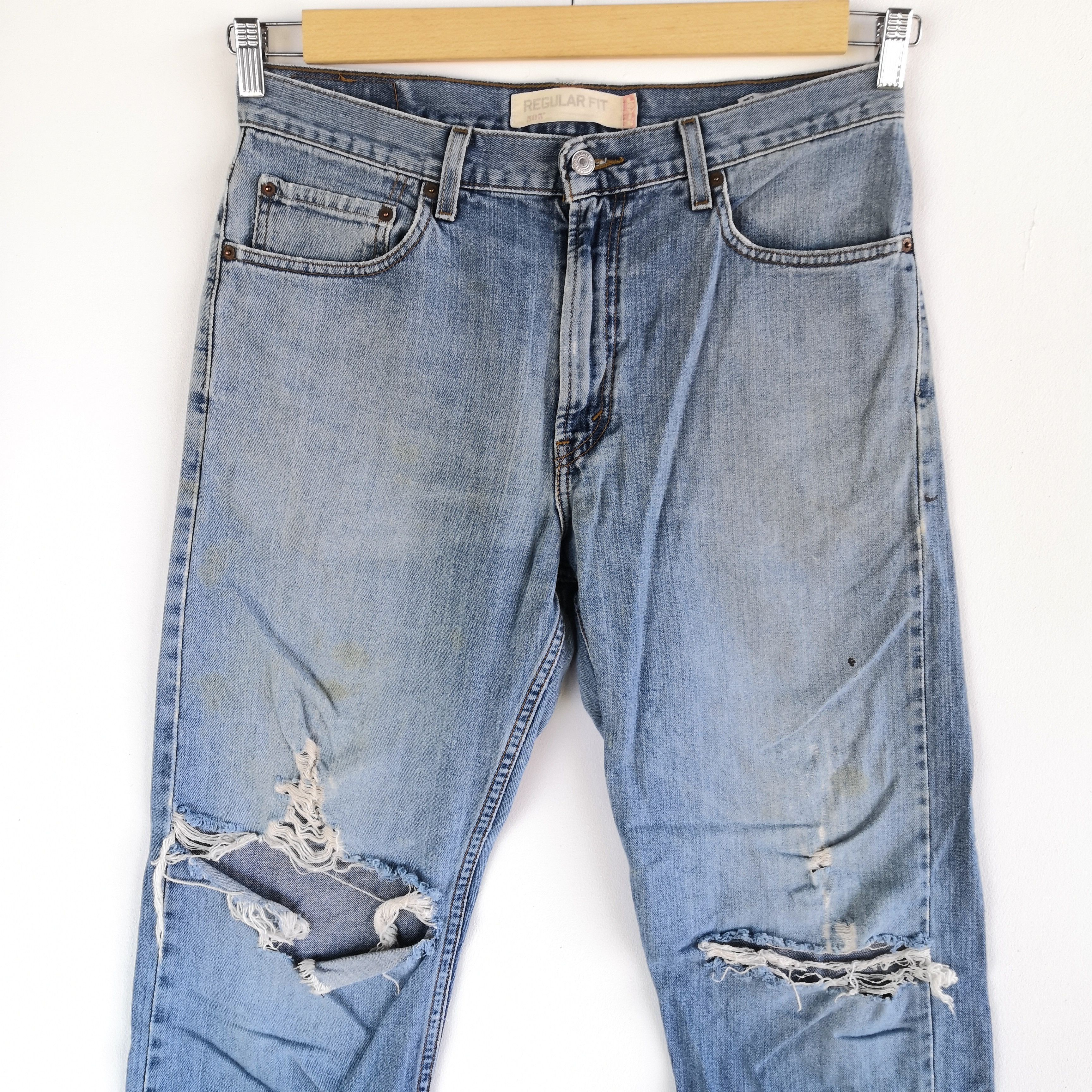 Levi's Vintage Levi's Distressed Jeans Levis 505 Light Wash Denim Size US 34 / EU 50 - 4 Thumbnail