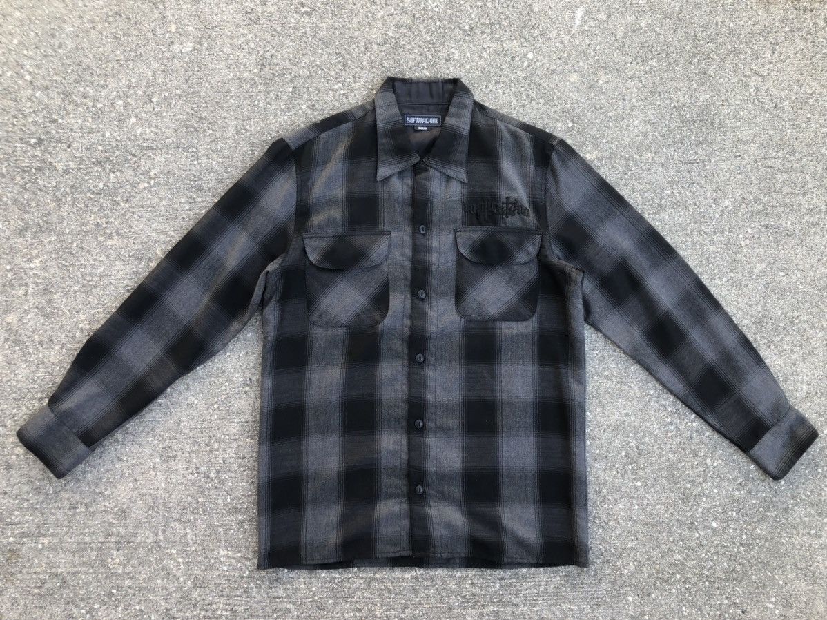 Softmachine Japan Shadow Plaid Rayon Blend Button Shirt