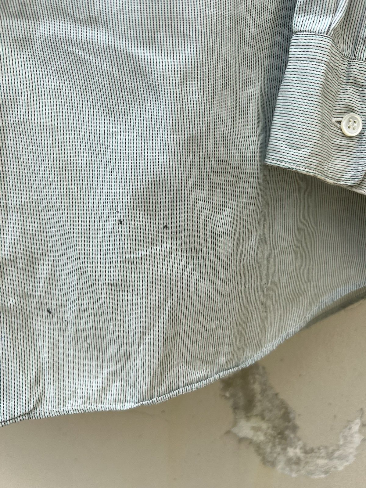 Comme des Garcons Homme Vintage 90s CDGH Dirty Stains Striped Button Shirt Trashed Size US L / EU 52-54 / 3 - 10 Thumbnail