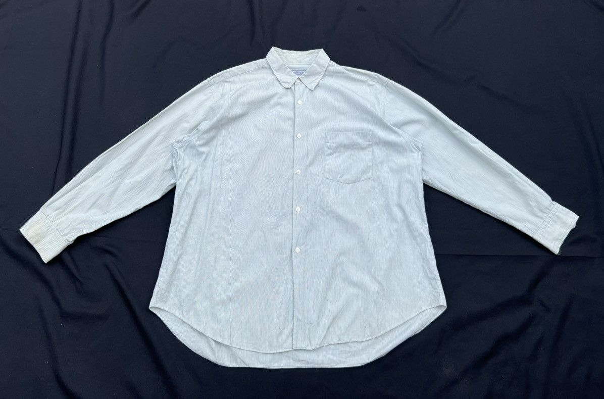 Comme des Garcons Homme Vintage 90s CDGH Dirty Stains Striped Button Shirt Trashed Size US L / EU 52-54 / 3 - 1 Thumbnail