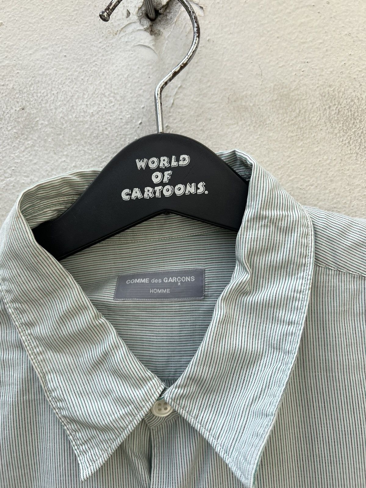 Comme des Garcons Homme Vintage 90s CDGH Dirty Stains Striped Button Shirt Trashed Size US L / EU 52-54 / 3 - 7 Thumbnail