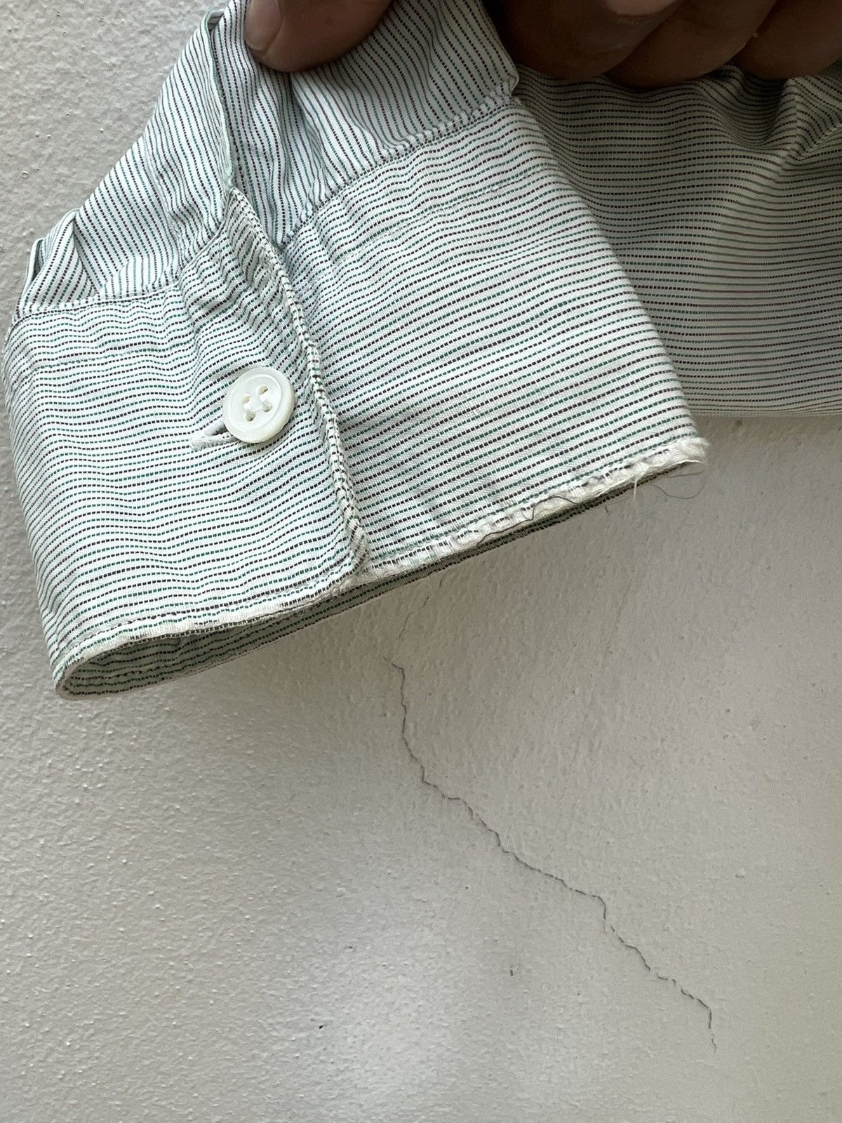 Comme des Garcons Homme Vintage 90s CDGH Dirty Stains Striped Button Shirt Trashed Size US L / EU 52-54 / 3 - 20 Thumbnail